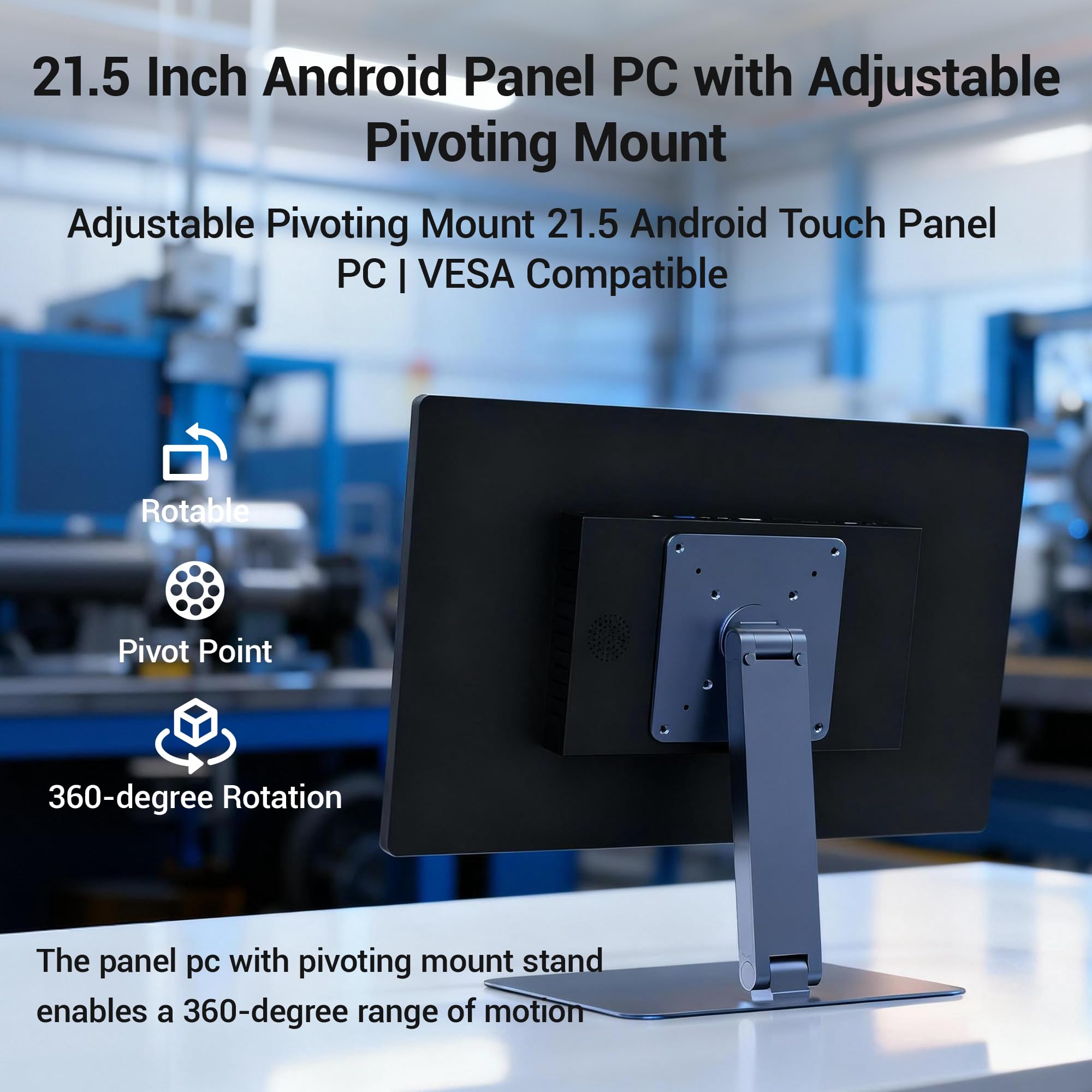 Panel PC-HEIGAOLAPC Industrie Touch Panel All in One 21.5 Zoll mit Schwenkhalterung, Touchscreen PC Android 12 RK3399 4GB RAM 64GB ROM, 1920*1080 IPS, HDMI 2.0, Type-C3,0, USB3.0*1, USB2.0*1, RJ-45