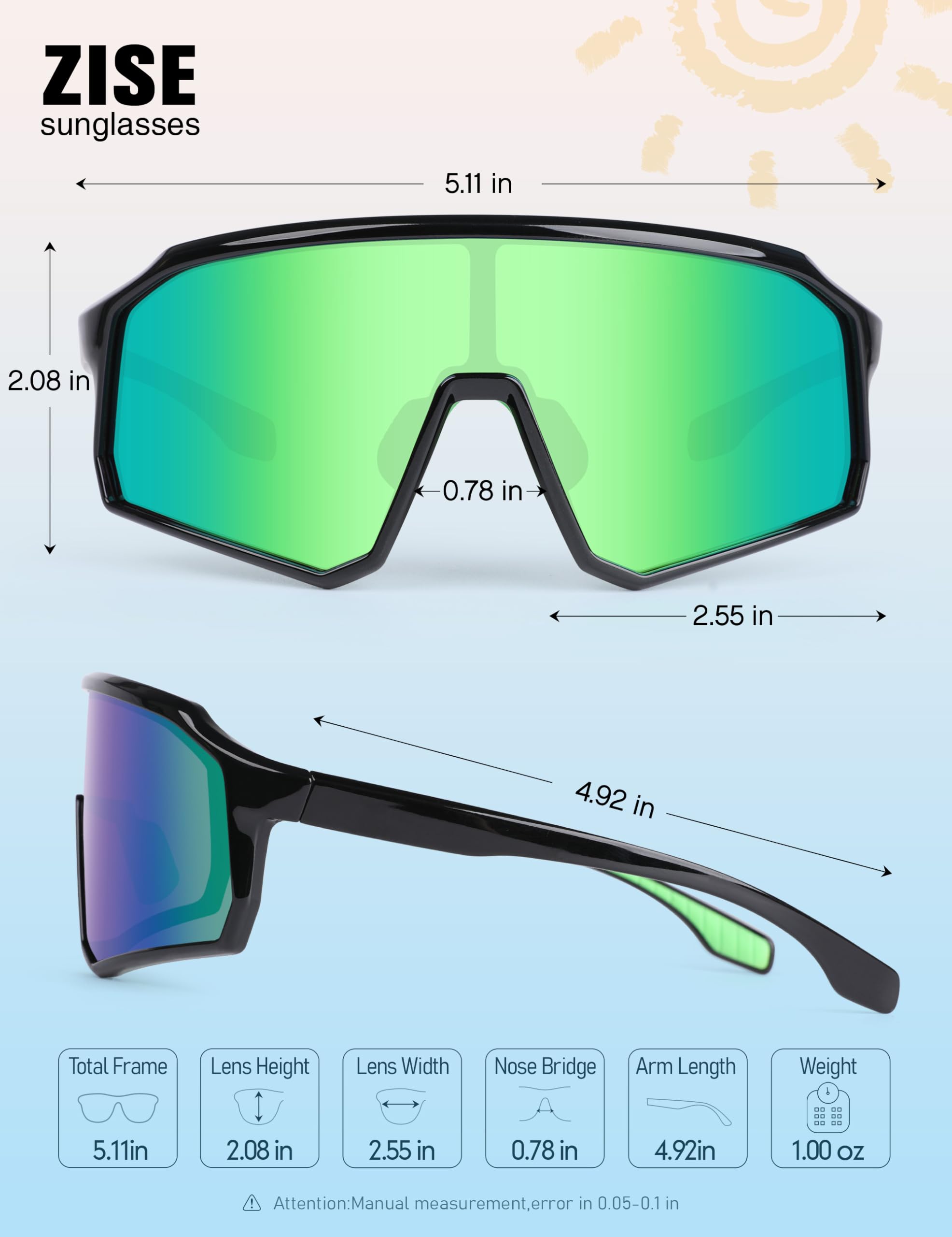 BIRCEN Gafas de sol de béisbol para niños: UV400 para niños, gafas de sol deportivas, softball, ciclismo, para niños y niñas