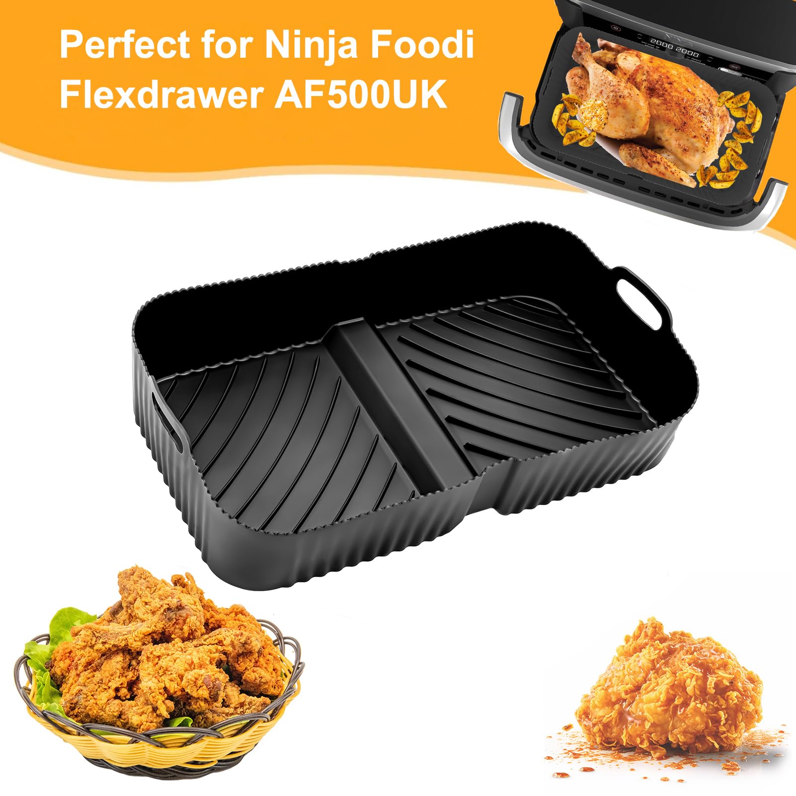 Moules En Silicone Pour Air Fryer Ninja Foodi Flex 10,4L AF500EU - Lot De 3 Pièces Antiadhésives