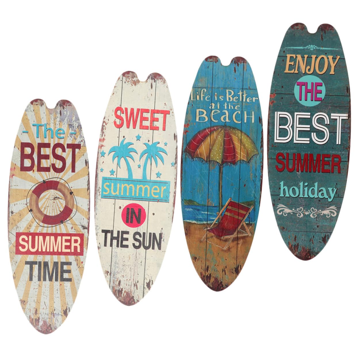 Planche de surf décorative bois déco murale marine chambre lot de 4