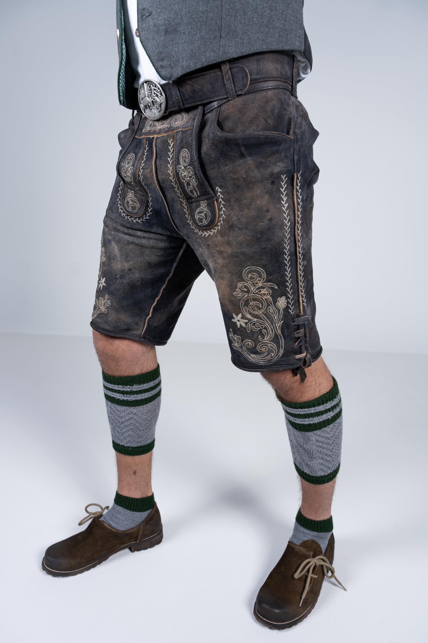 Edelnice Trachtenmode hochwertige Kurze Trachtenlederhose aus Ziegenleder Verschiedene Modelle Gr. 44-66