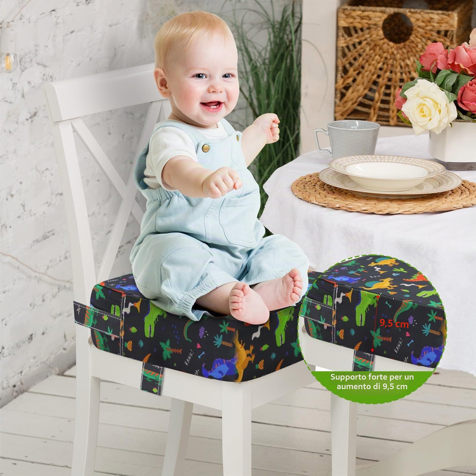 Rialzo Sedia Bambini Cuscino da Tavolo - Bambini Antiscivolo Facile da Portare con sé in Altezza, Forte Supporto per Sedia, Facile da Pulire, Rimovibile