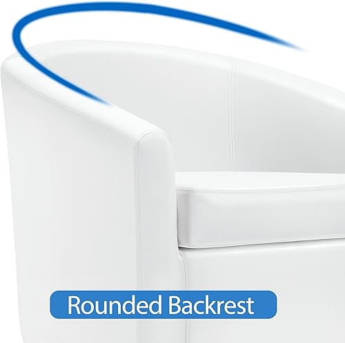 Miniatura 79 de Topeakmart Silla de club de piel sintética, moderna silla decorativa y acogedor sillón de barril con patas resistentes para sala de estar, Negro