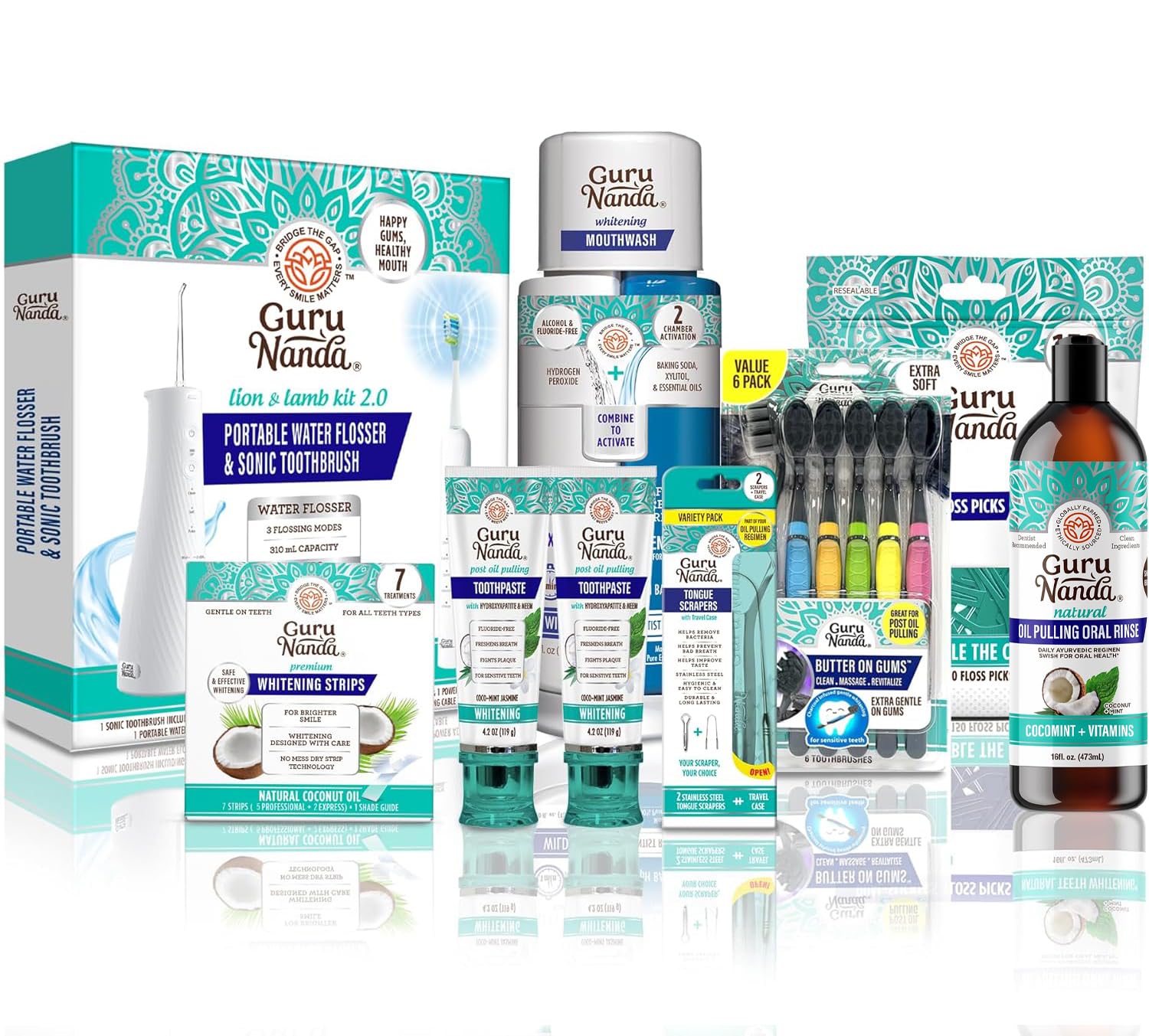 GuruNanda 7-Step Oral Care Kit 2.0 for Complete Oral Care Routine