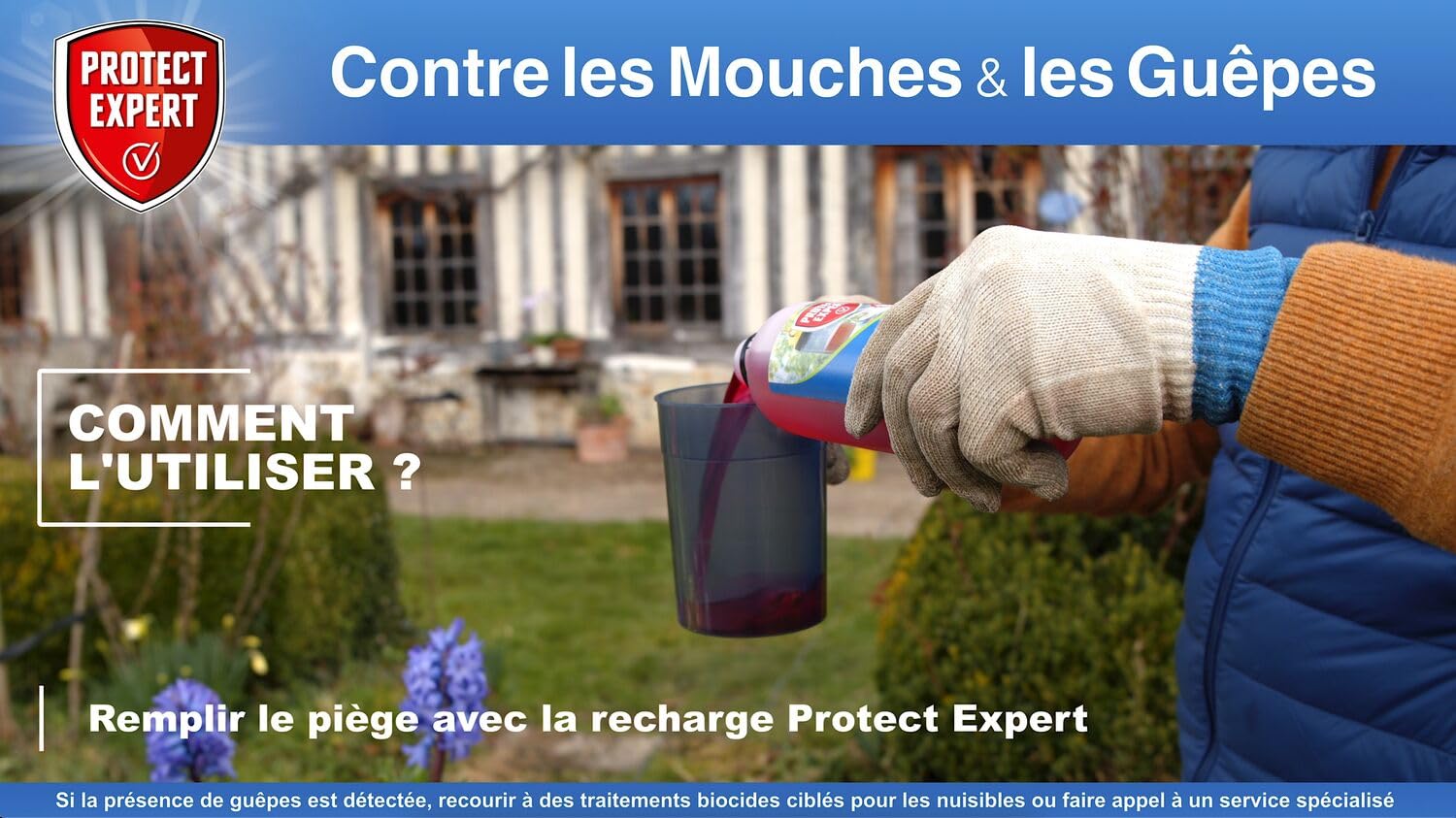PROTECT EXPERT Piège a Guêpes, Frelons, Mouches - Adapté Aux Frelons Asiatiques - A Poser ou Suspendre - En extérieur - Réutilisable GUEPIEG