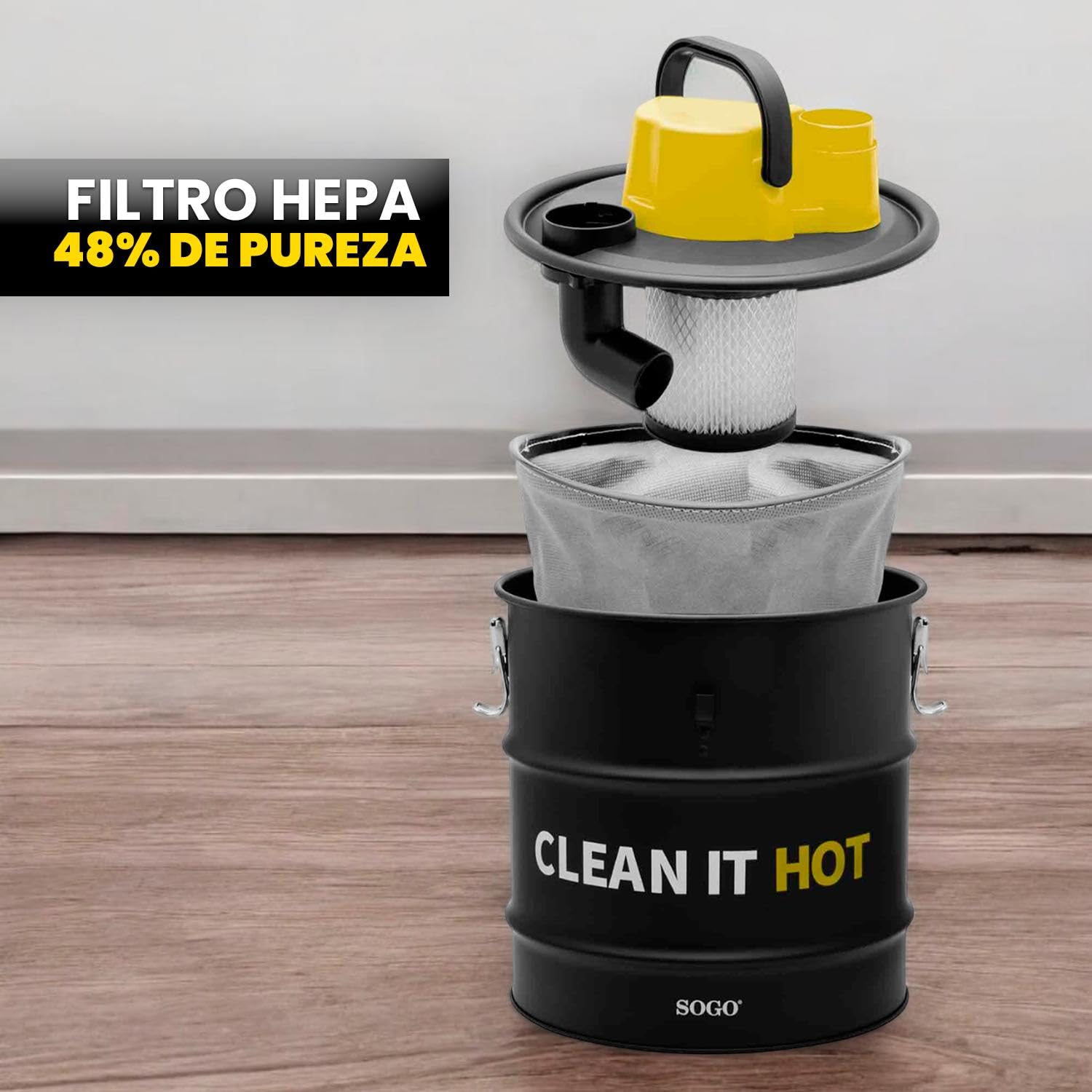 SOGO Aspirador de Cenizas con Función Soplador de 1200W de Potencia y Succión ≥16Kpa - Aspiradora de Cenizas con Filtro Lavable y Manguera Resistente al Calor - Aspirador Cenizas Pellet y Chimenea
