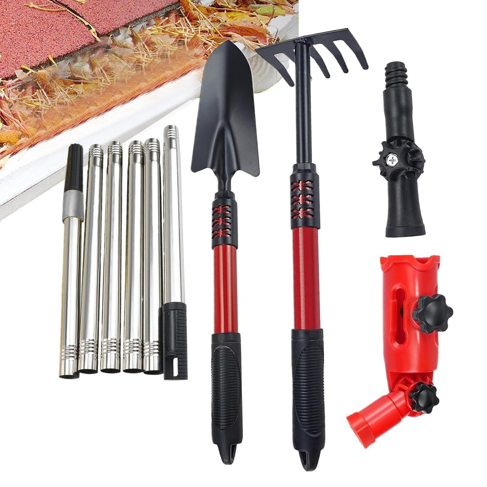 Herramientas De Limpieza Para Canalones De Tejado Rastrillo Extensible para | Ligera Herramienta de Eliminación de Hojas para Mantenimiento de Sistemas de Desagüe