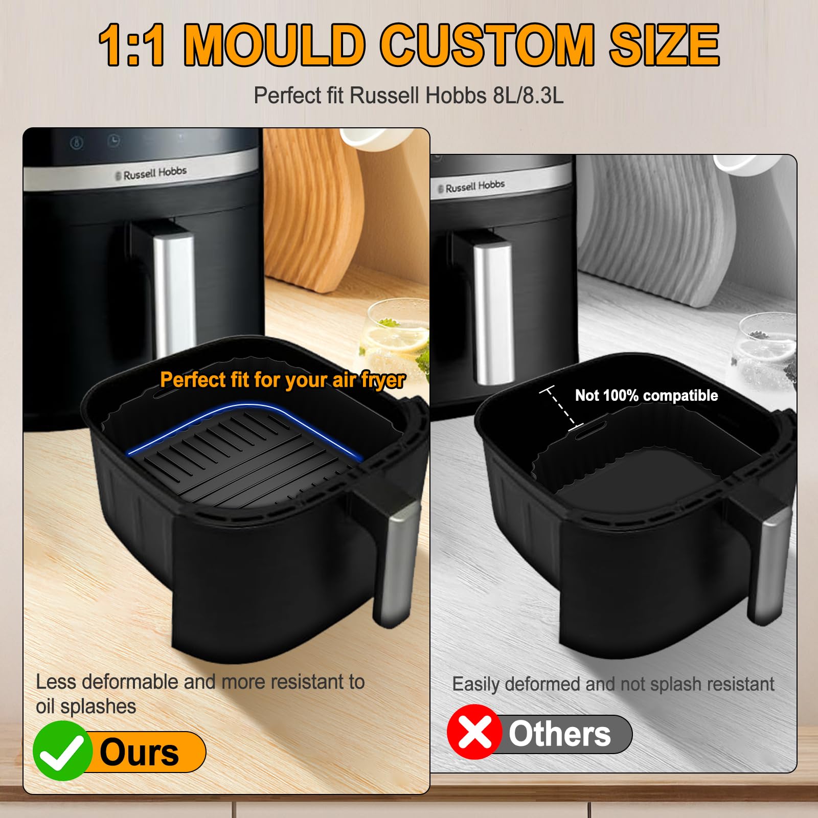3 stampi in silicone per friggitrice ad aria calda, 2 x 3,1 l + 1 x 6,2