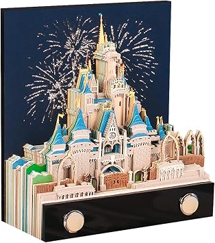 3D Calendar Memo Pad 2026 Desk Calendar 3D Magic Castle Weekly Calendar Notepad with Light Creative Desk Calendar DIY Paper Carving Art for School Craft Home Office Fairy Tale Castle A