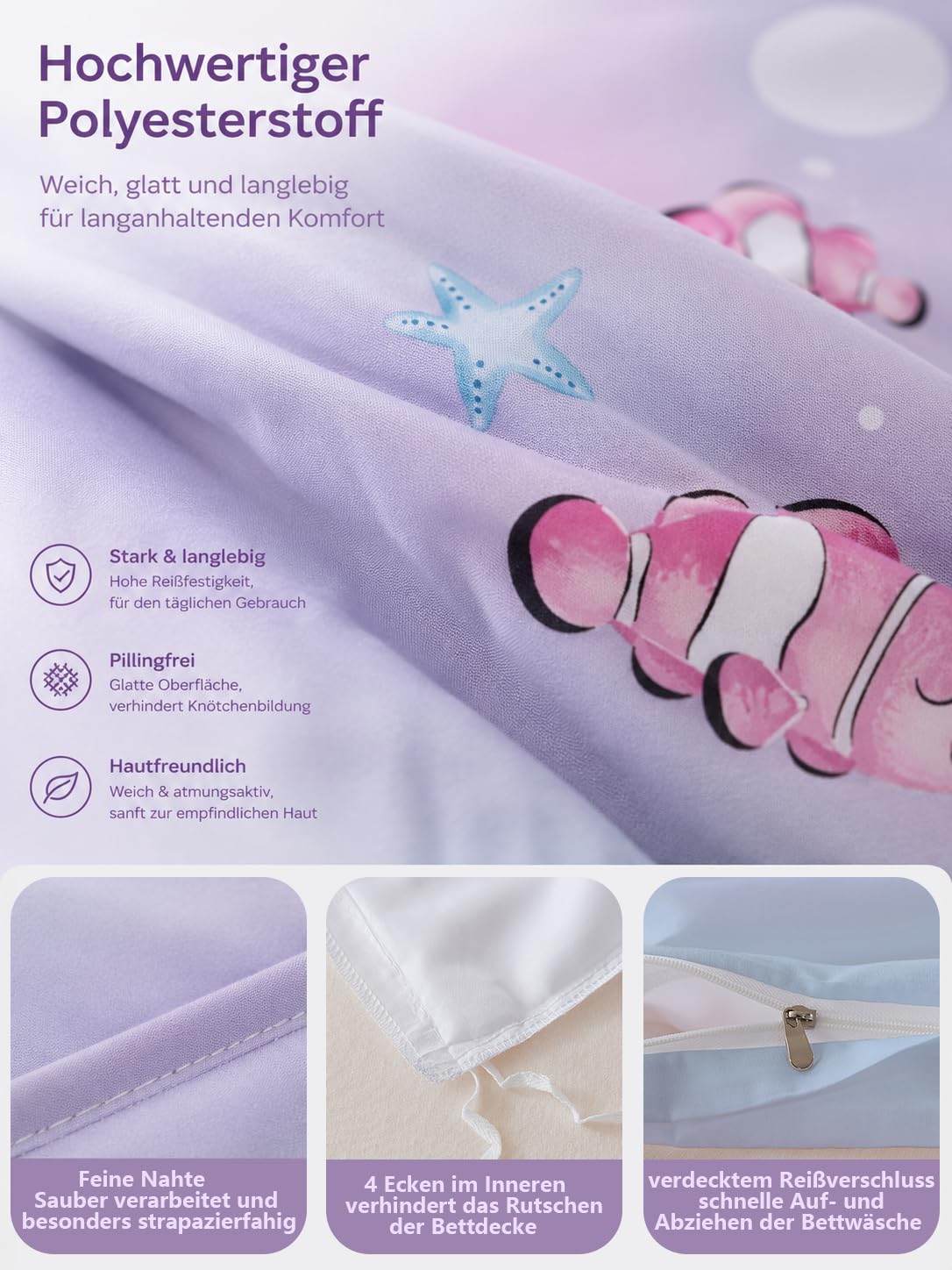 Copripiumino Singolo Unicorno per bambina, set piumone unicorno morbido in microfibra, stampa cartone animato 135x200 + federa 50x80