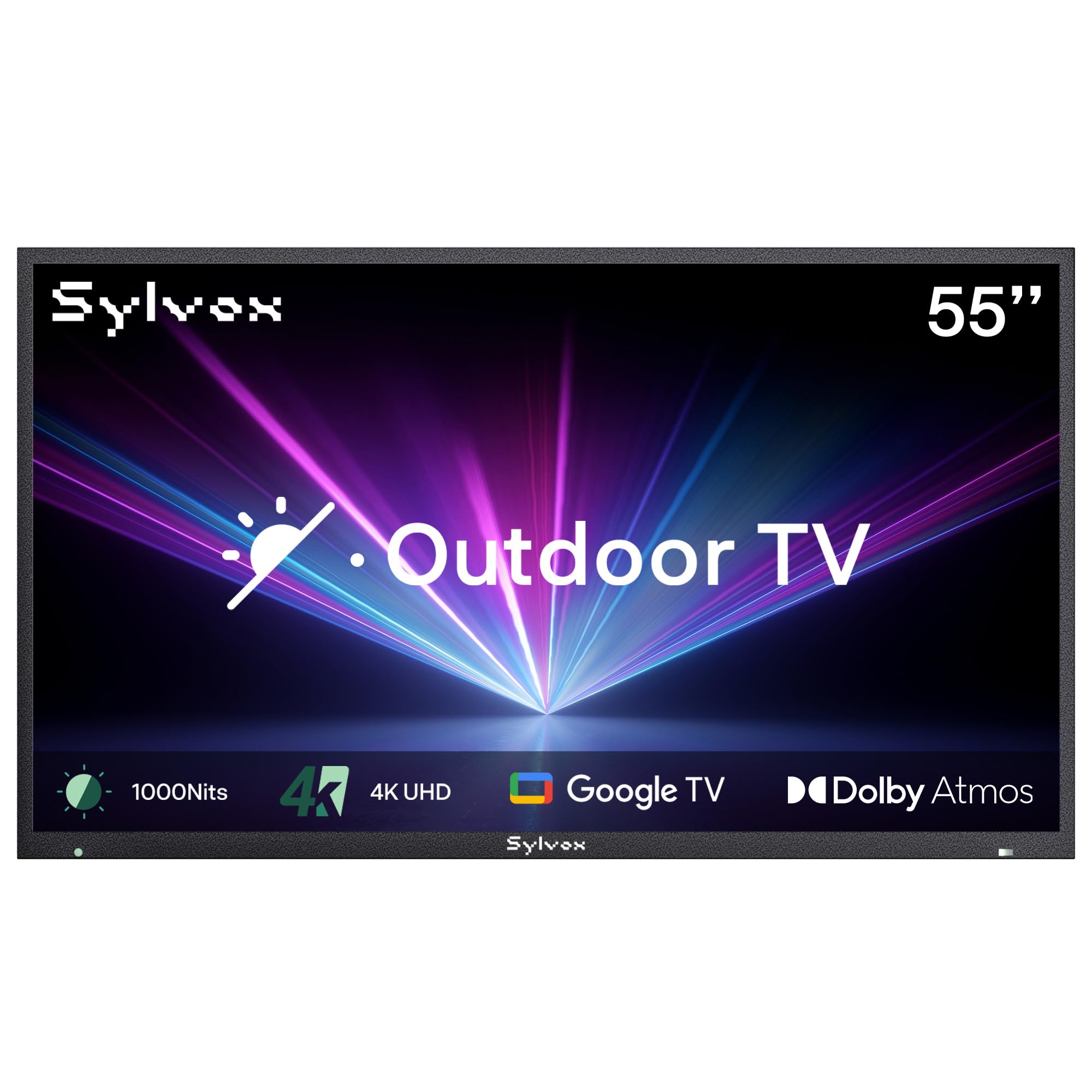 SYLVOX 55インチ屋外スマートテレビ、優れた防水性能、アップグレードされたマット仕上げでアンチグレア効果を高め、フルメタル、ドルビーアトム付き、1000nits、部分サンデッキPro 2.0+シリーズ