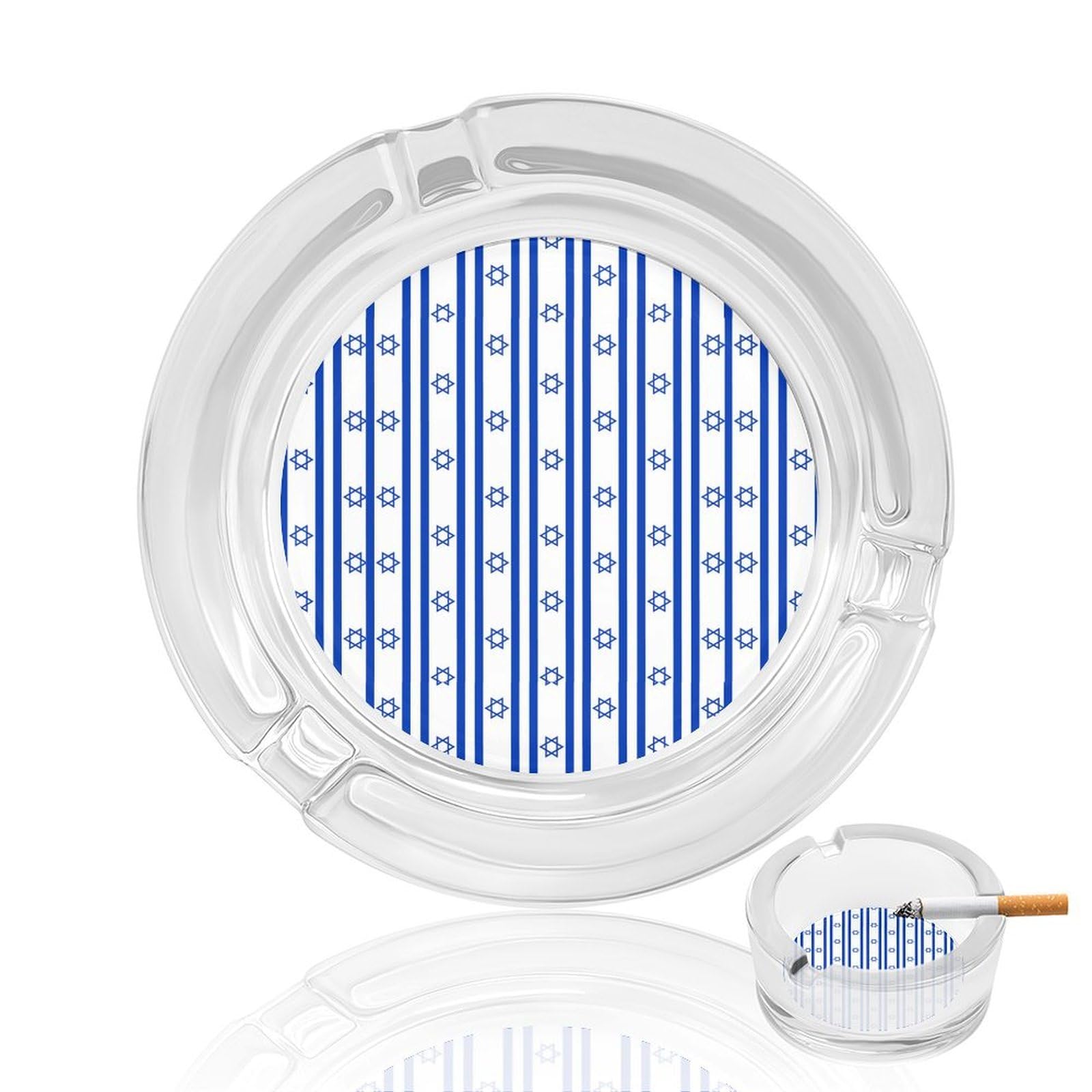 Nclqvjxzkhw Style Israel Flag Shaped Glass Ashtray Round Ash Tray Smoking Trays For Home Garden Outdoor