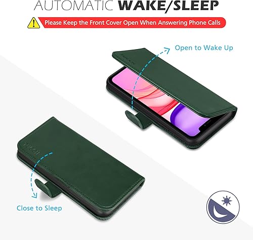 Miniatura 4 de TUCCH Funda tipo cartera para iPhone 11 Pro Max, ranura magnética para tarjetas con bloqueo de radiofrecuencia automática y bloqueo RFID, funda de