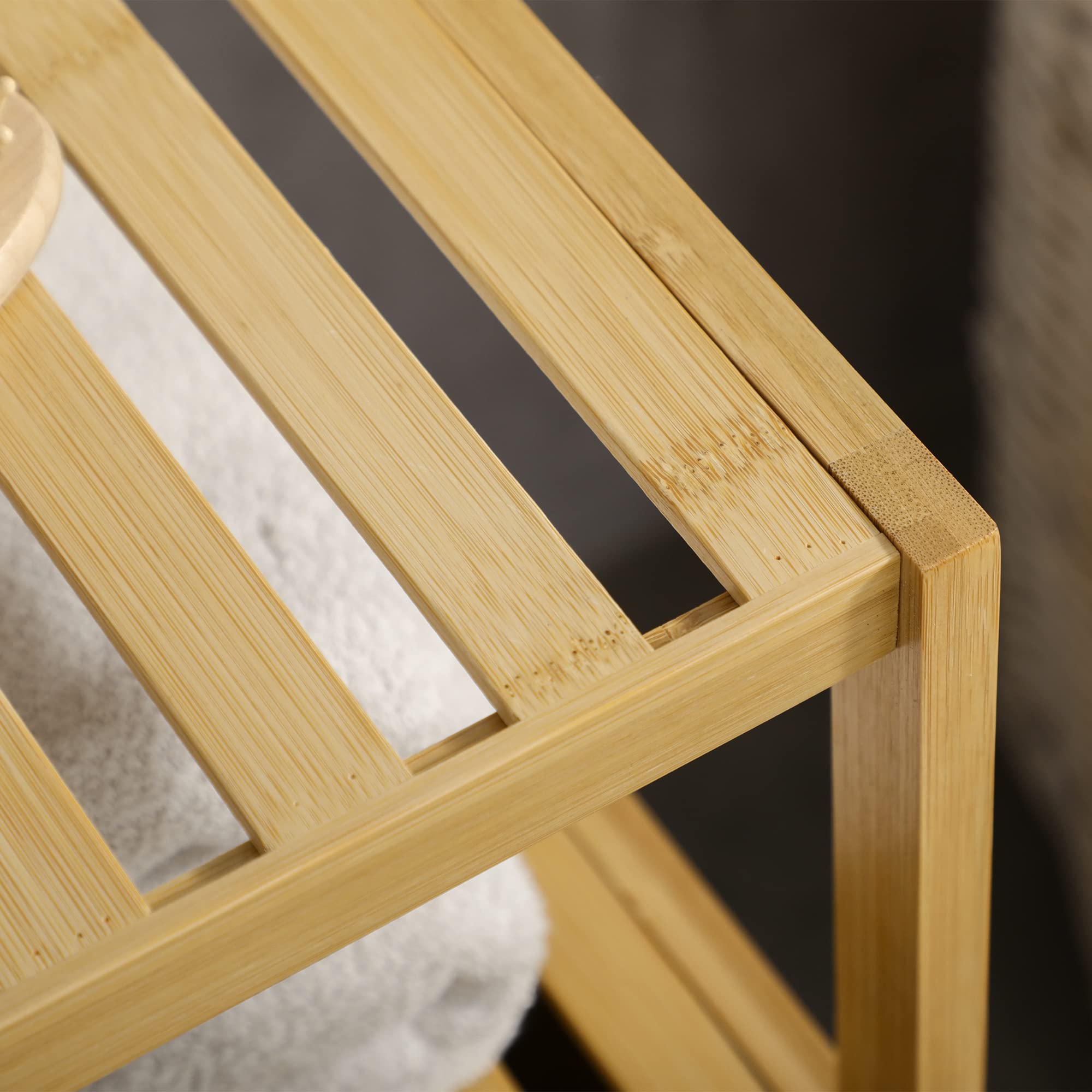 kleankin Estantería de Baño de Bambú Estantería de Almacenaje para Baño con 1 Puerta y Estante para Cocina Salón Dormitorio 33x36,5x67 cm Natural