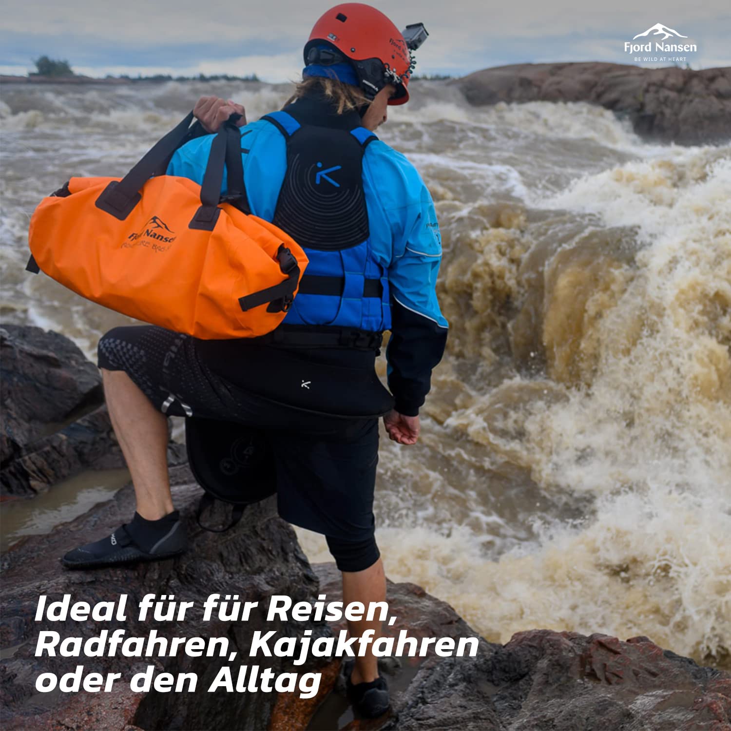 Fjord Nansen Adventure Bag wasserdichte Tasche Reisetasche für Damen und Herren, Reiserucksack Weekender, Camping & Outdoor-Zubehör, Survival Travel Wandern Urlaub Reisen