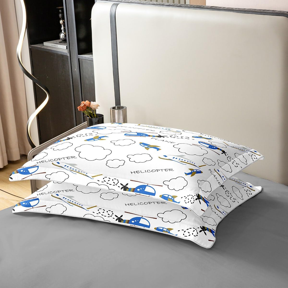 Homewish Śmigłowiec dziecięcy, 100% bawełna, poszewka na kołdrę, podwójna, samolot, mikrofibra, zestaw pościeli dla dzieci, chłopców, dziewcząt, samolot, poszewka na kołdrę do sypialni, samolotu