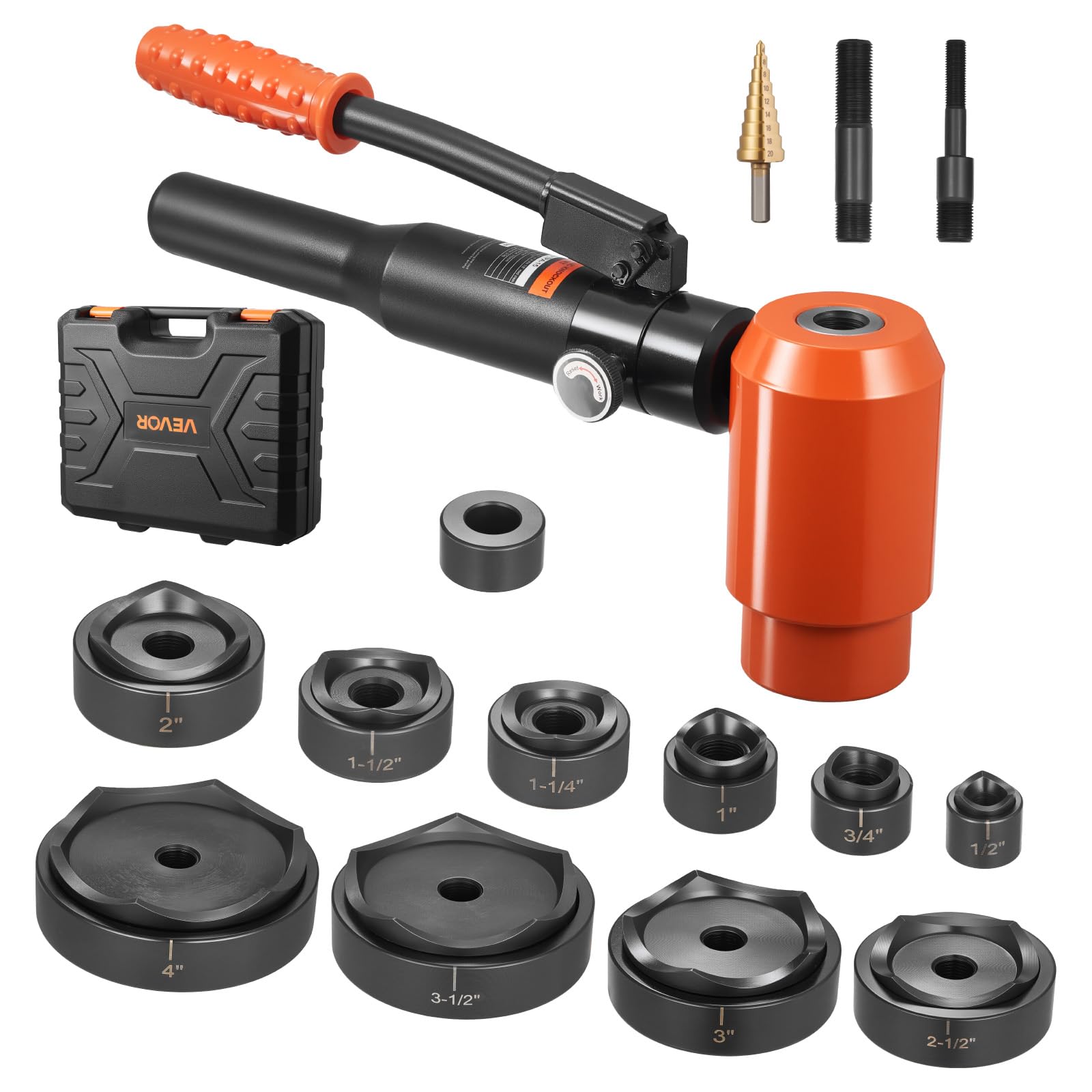 VEVOR Ausbrechstanzen-Set, 15 t hydraulisches Ausbrechset, 22,5 bis 115,4 mm KO-Werkzeugsatz, Lochherstellungswerkzeug, KO-Werkzeugsatz mit 10 Matrizen für Metallschaltschränke, Schaltschränke