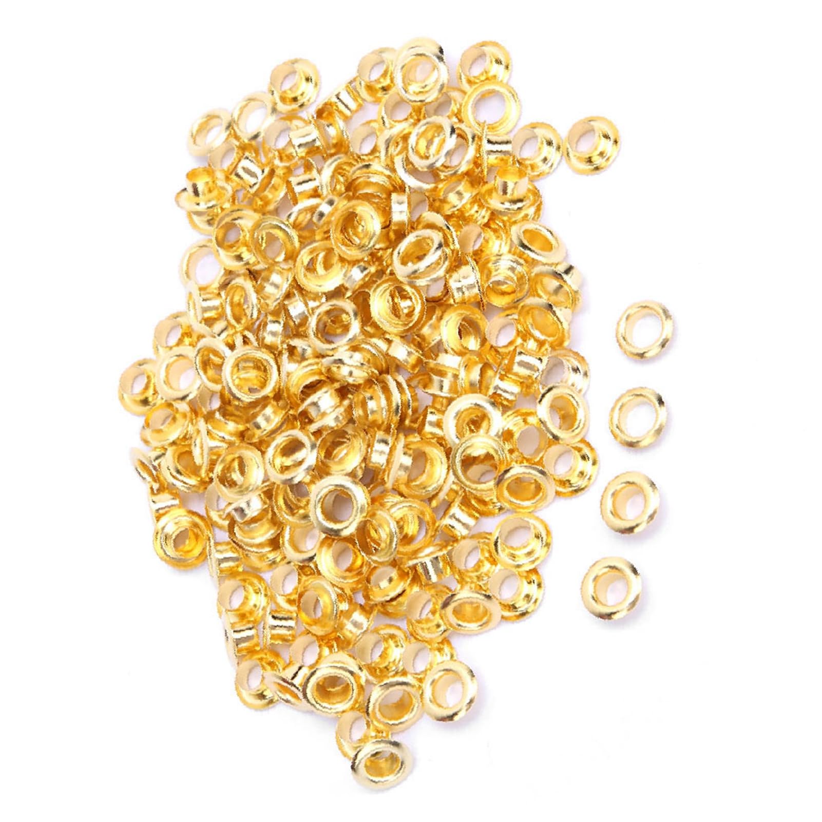 Grommet Eyelet Kit Brass Double Side 4mm Metal Round Hole for Leather Craft DIY Scrapbook Shoes Belts Hats Bags Labels Clothes Backpack Accessories Golden Silver Bronze Black 100 (Gold)