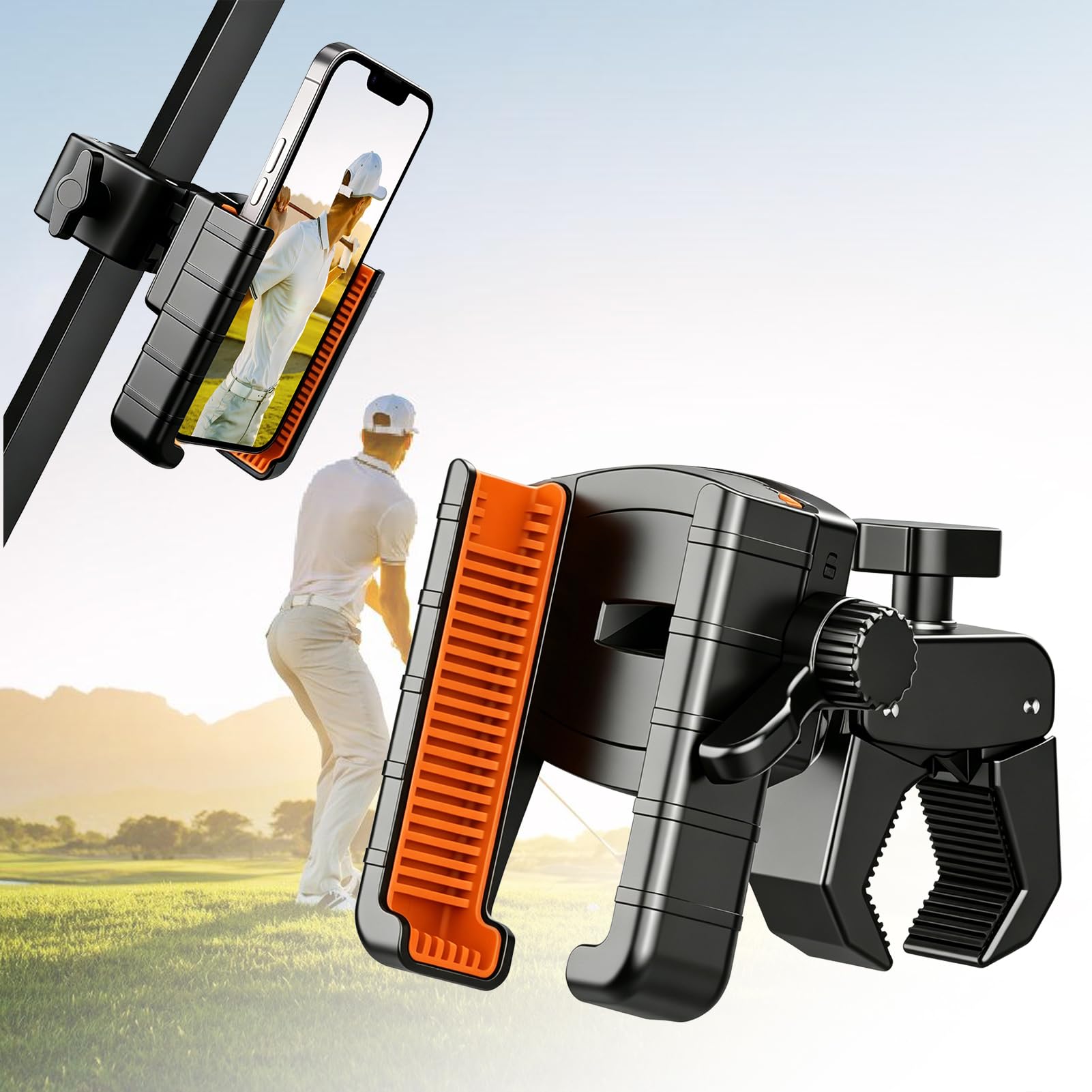 AGJIQ Golf Trolley Phone Holder, 360° Rotating Golf Phone Holder, Fits 4.7-7.2" Smartphones, Universal Bicycle Motorcycle Golf Cart Phone Holder