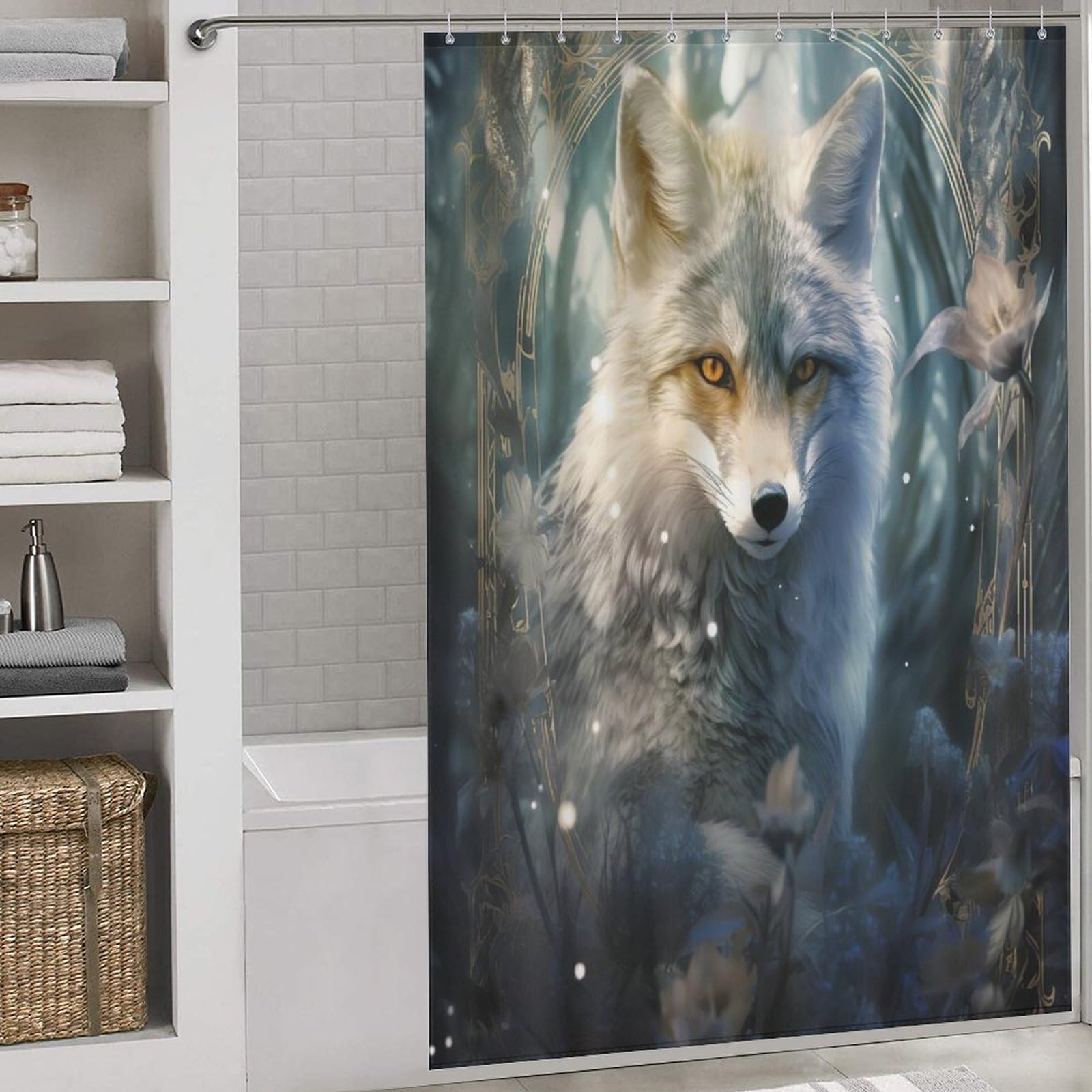 Rideau de douche renard imperméable anti-moisissure grand format 152x183cm