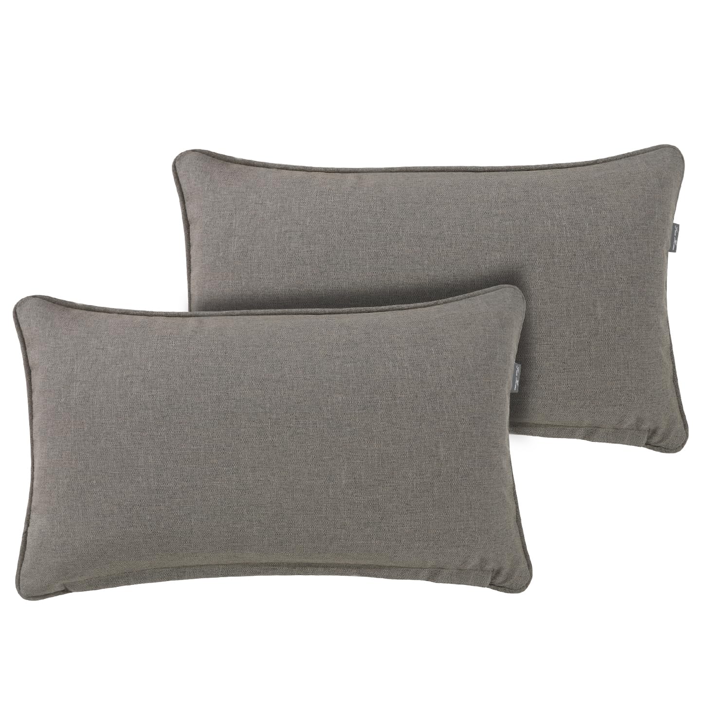 FUNHOME Set of 2 Patio Lumbar Pillows with Insert, 12”x20” Water-Repellent Fade Resistant Outdoor Lumbar Pillow, Decorative Garden Lumbar Cushions for Home Patio Coach Sofa Use-Beige Coffee