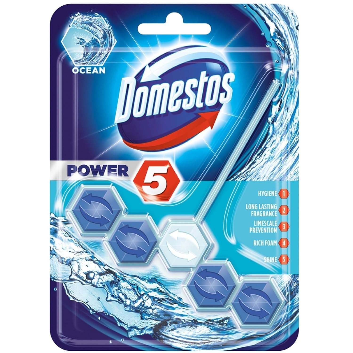 Domestos Power 5 Toilet Block - 55 g (Ocean)