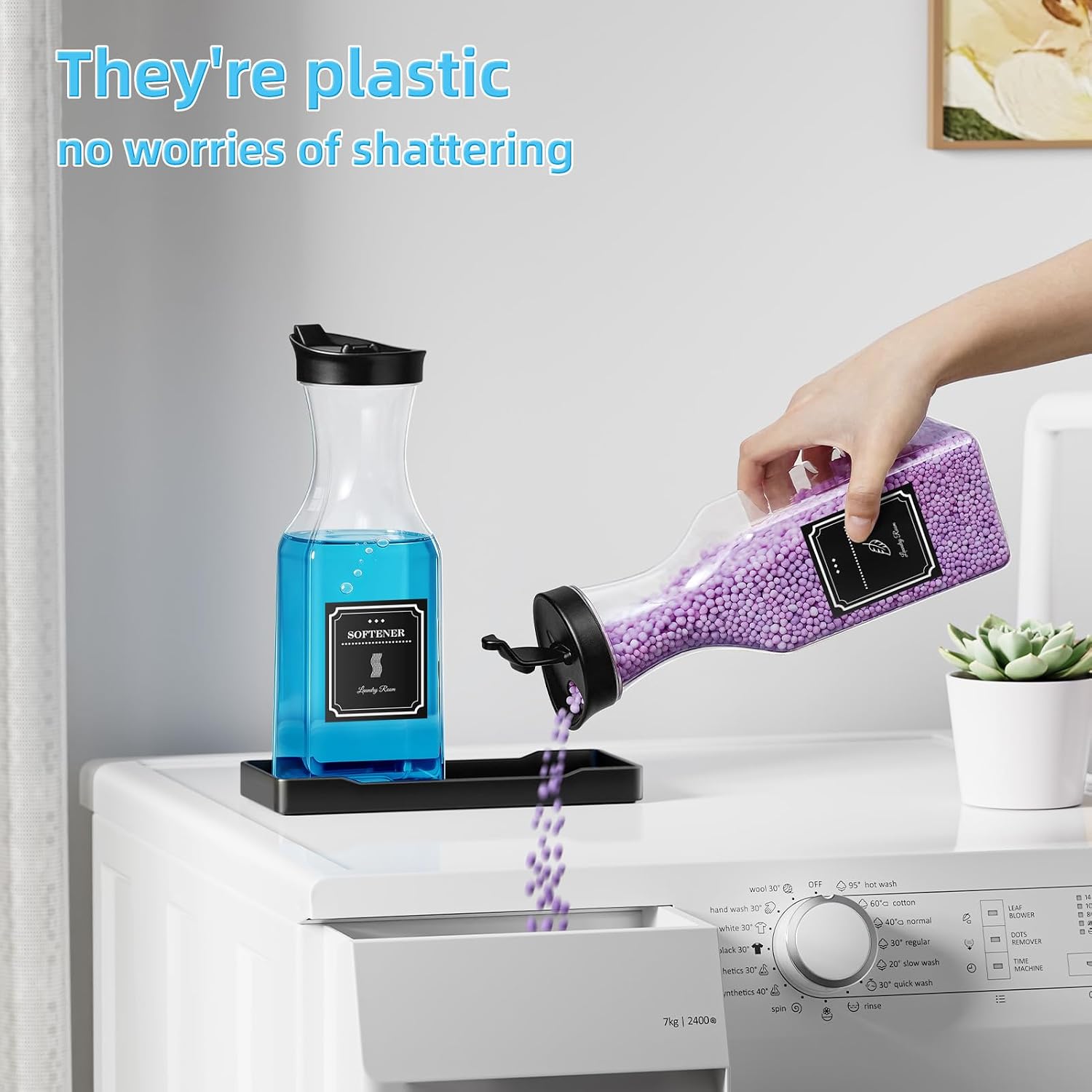 35oz Laundry Detergent Dispenser,Liquid Container,Black with Plastic Tray