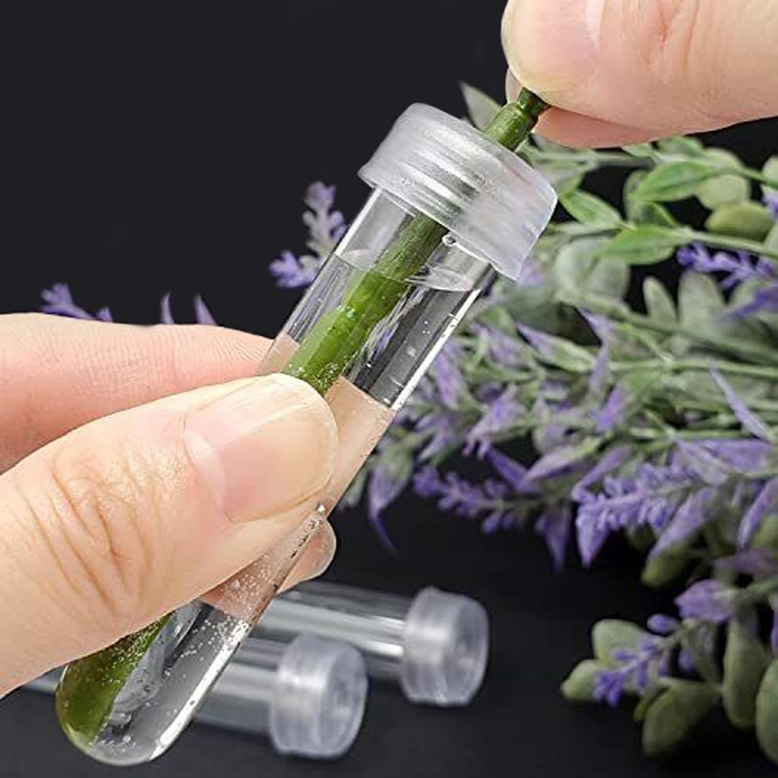 10 Provette Per Fiori In Plastica Con Tappo - 9x2cm, Riutilizzabili, Per Composizioni Floreali - Foto 13
