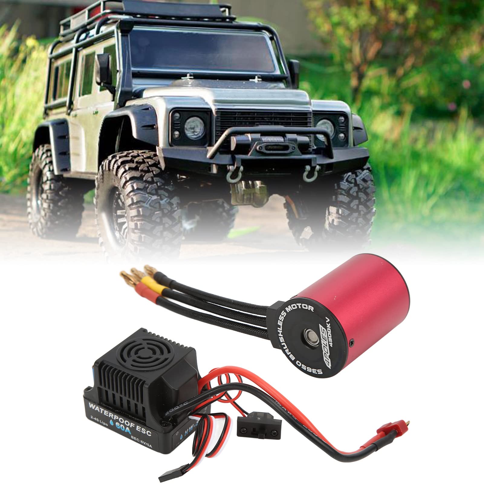 Kit ESC per Motore Brushless 4300KV, Parti di Aggiornamento per Auto RC in Lega di Alluminio, Set ESC Motore Auto RC 1/10 Ad Alta Coppia Impermeabile, Realizzato in
