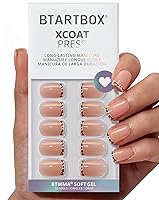 Vista 42 de BTArtbox - Uñas postizas almendradas estilo francesa, de gel suave reutilizable, ajuste natural, con pegamento, 30 piezas en 16 tamaños, diseño