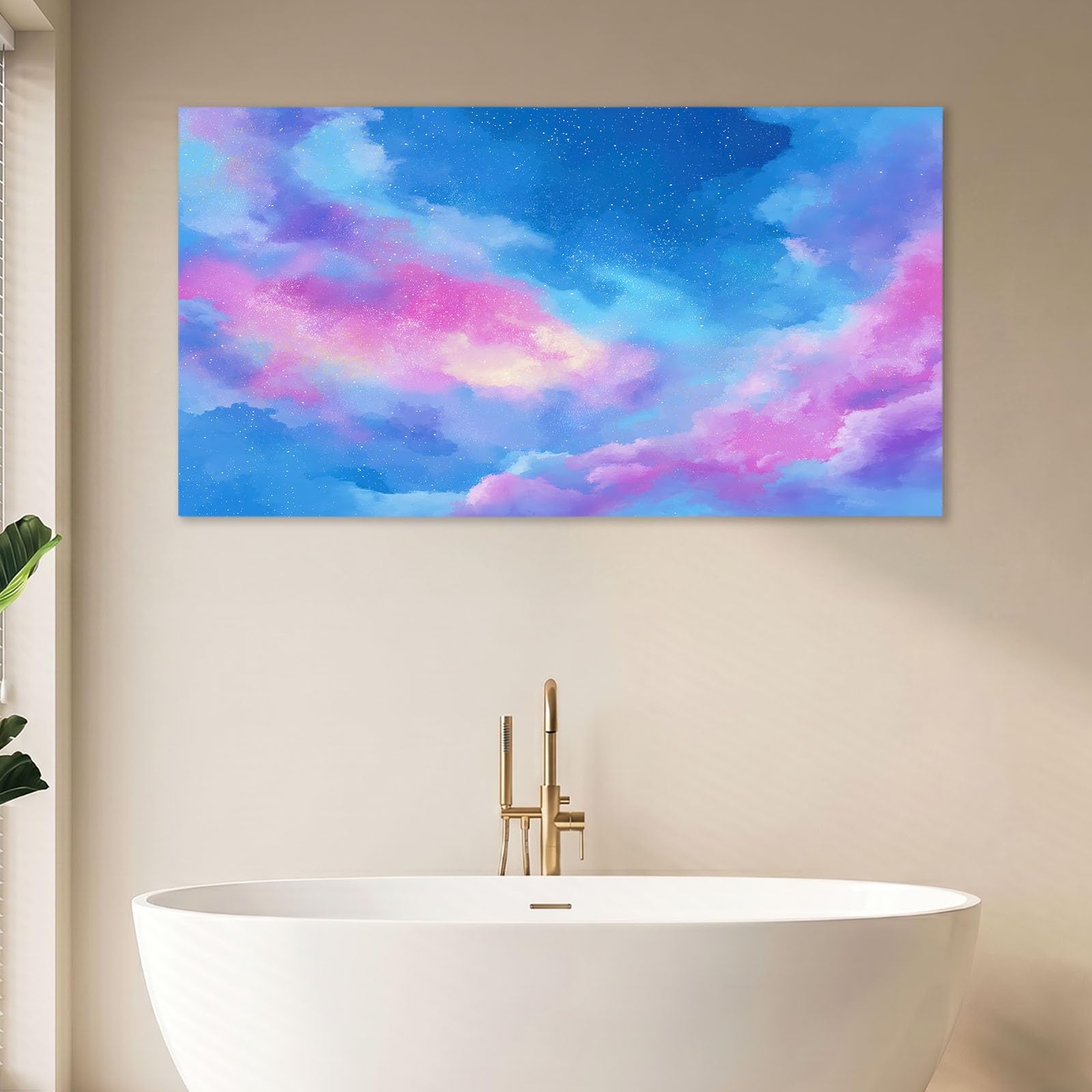 Générique Marzycielski druk na płótnie 120 x 60 cm drewniana ramka plakat na obraz dekoracja ścienna - Mgławica niebieska chmura gwiaździste niebo do salonu, sypialni, przedpokoju i łazienki