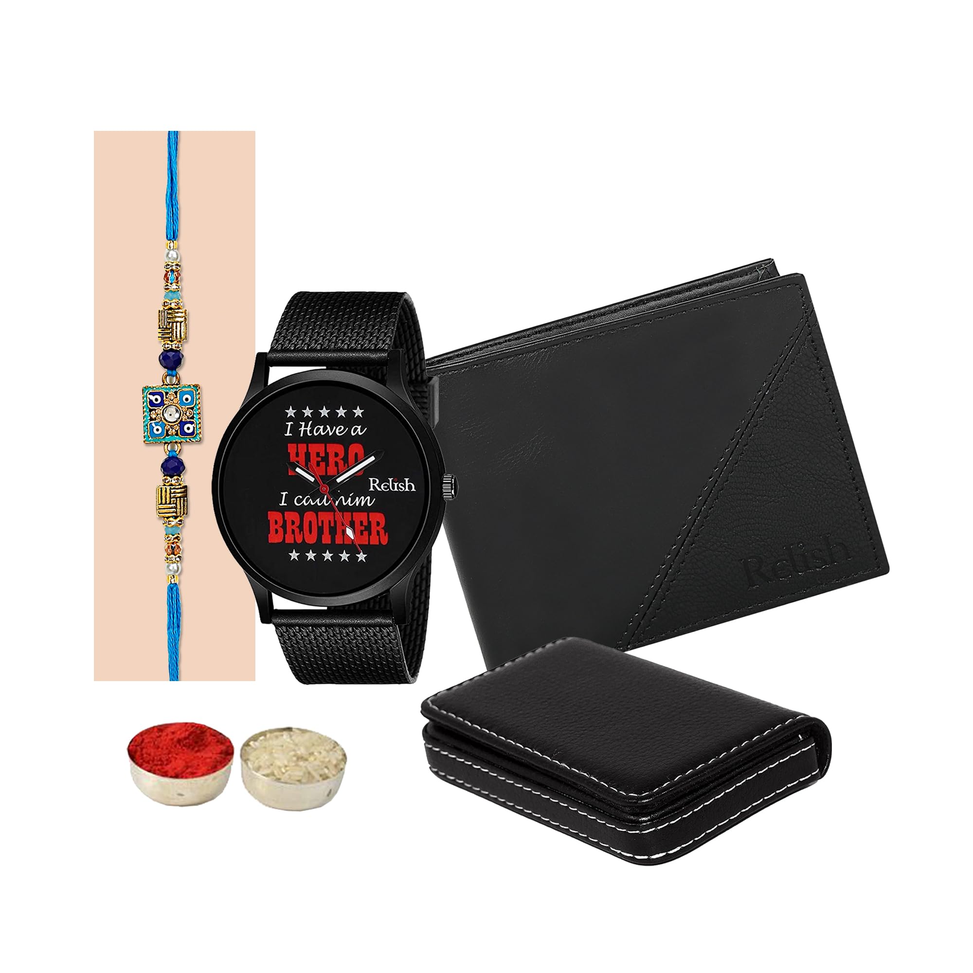 Relish Raksha Bandhan Gift Hamper Watch, Cardholder, Wallet, Rakhi and Roli Chawal Combo | Gift for Brother| Rakhi Gift for Brother (B0C5JJG19M) Amazon Price History, Amazon Price Tracker