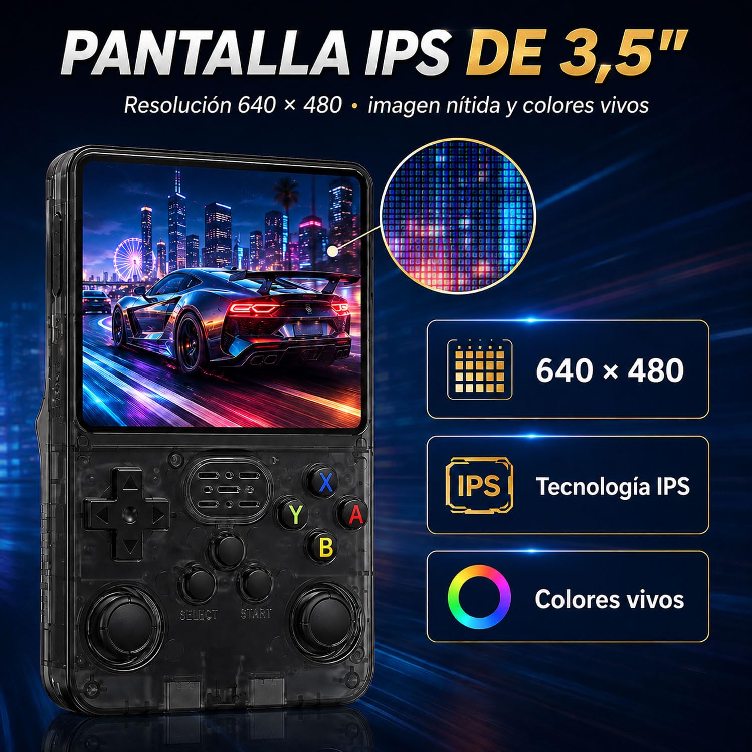 Consola Retro Portátil de Juegos con Doble Joystick (Negro Radiante)
