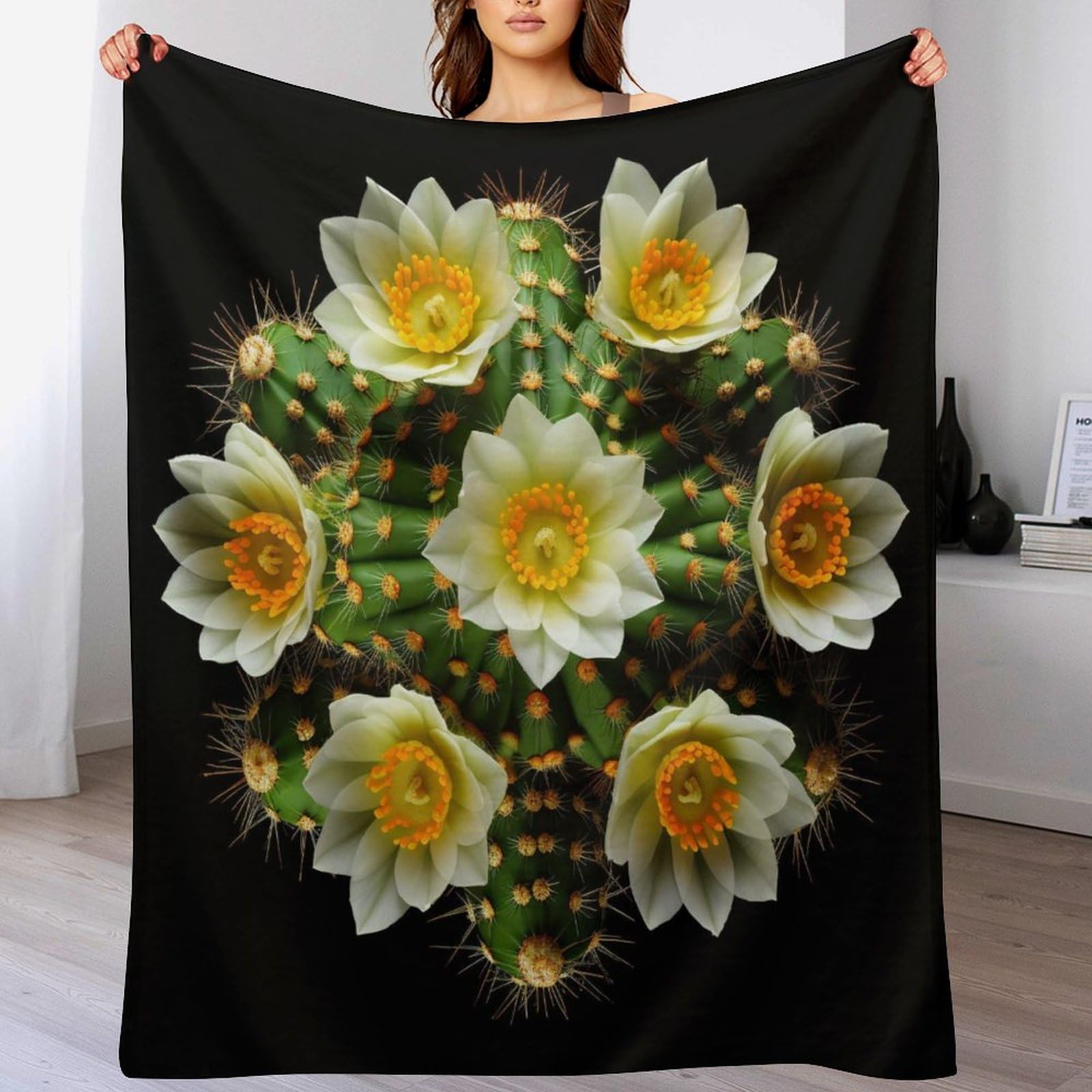 Plaid polaire doux motif fleur pour vos soirées cocooning au balcon