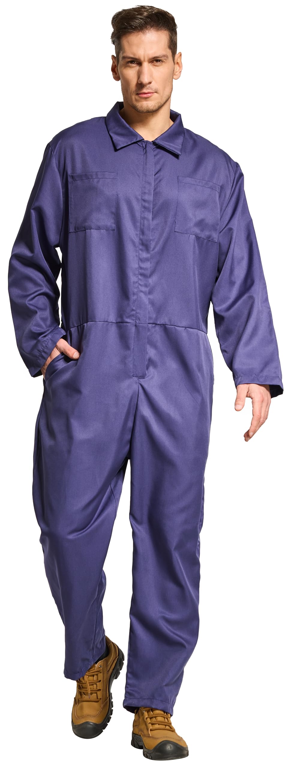 VOGRYE Coveralls for Men Long Sleeve Cotton Blend Work Jumpsuit Halloween Mechanic for Adult Cosplay Party