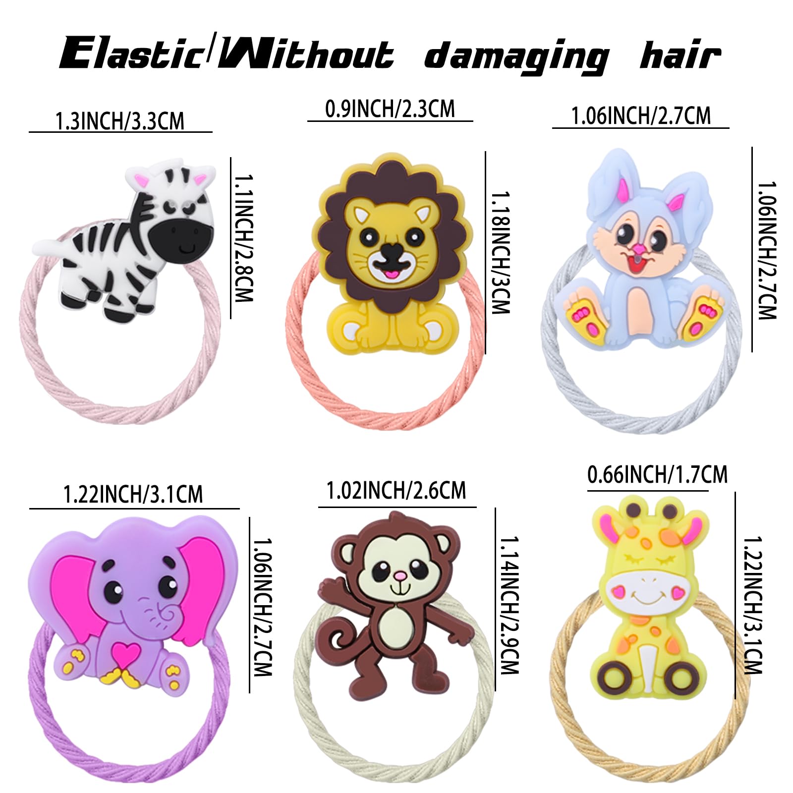 60 PCs ANIMAL Hair Ties for Women Girls Elastic Animal Hair Ties No Seamless Soft Hair Accessories - Image 2