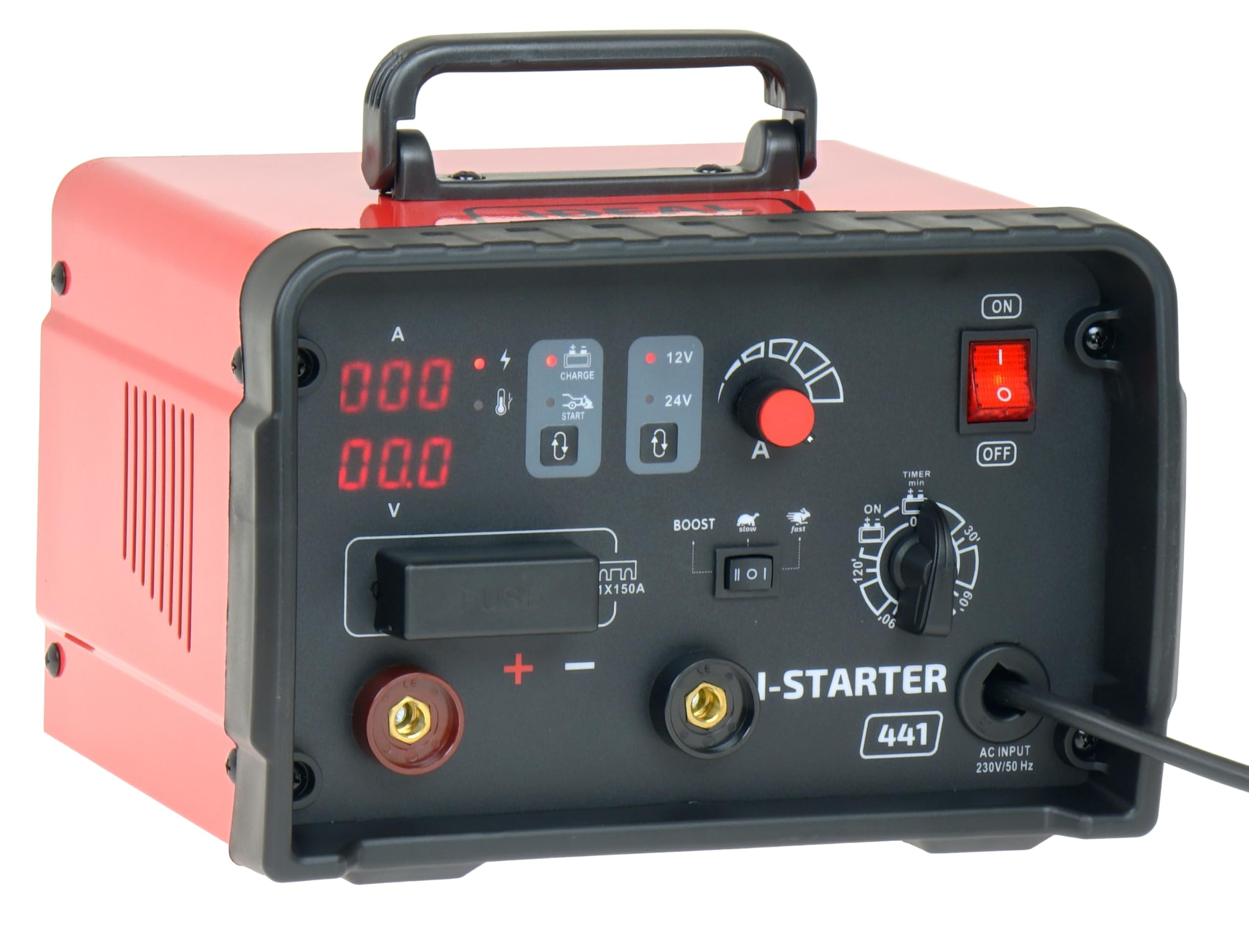 Ideal I-Starter 841 Cargador de batería con arrancador 12/24 V 80 A – Cargador profesional para AGM, gel y baterías húmedas con pantalla digital Bestschweissen.de