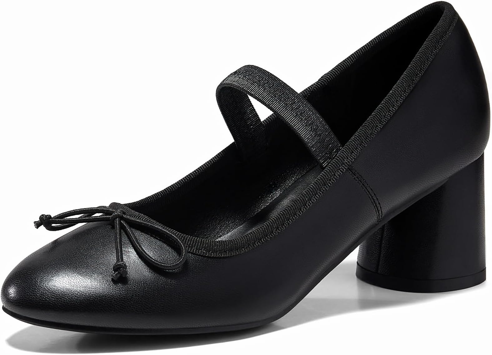 CoutgoWomens Mary Jane Shoes Bowknot Ballet Pumps Closed Toe Chunky Low Heels Dress Casual Wedding Shoes
