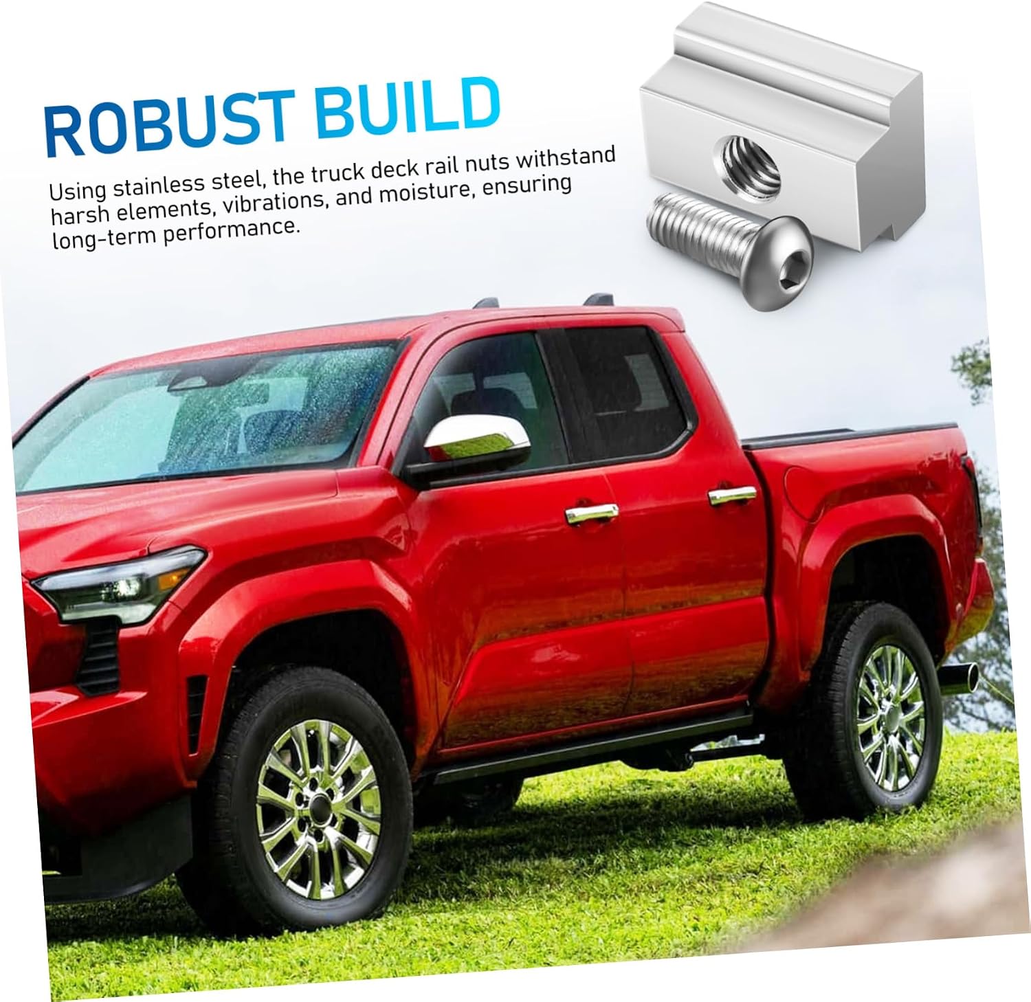 Mobestech 4pcs Slot Nuts for Truck Bed Rails Stainless Steel Fastening Accessories Easy Install Bed Rail Hardware Threaded