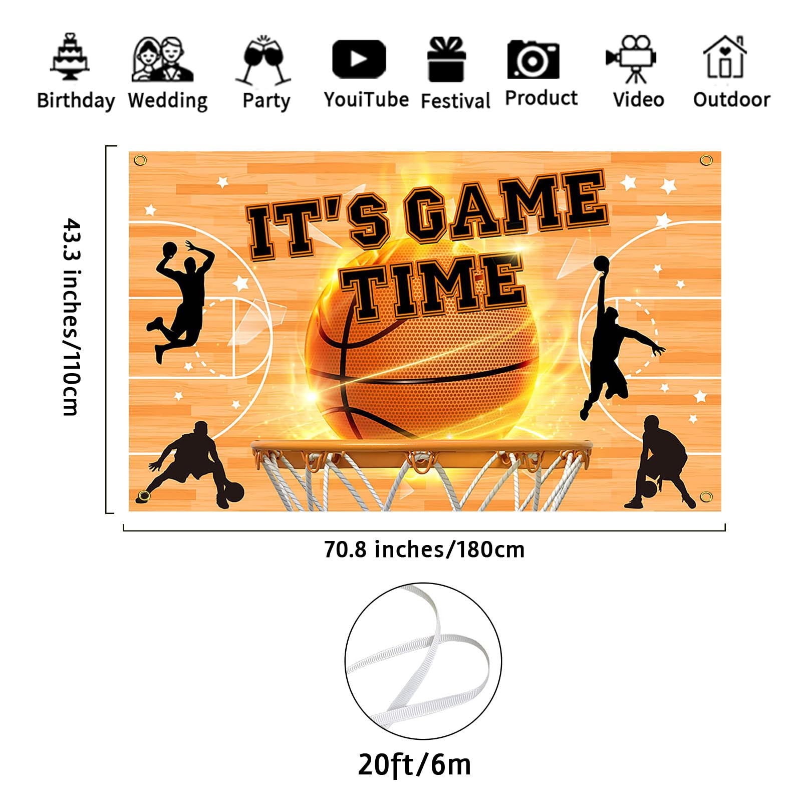 Canessioa Basketball-Hintergrund – Fotohintergrund 3x2,4 M Für Geburtstagsparty, Sport-Thema