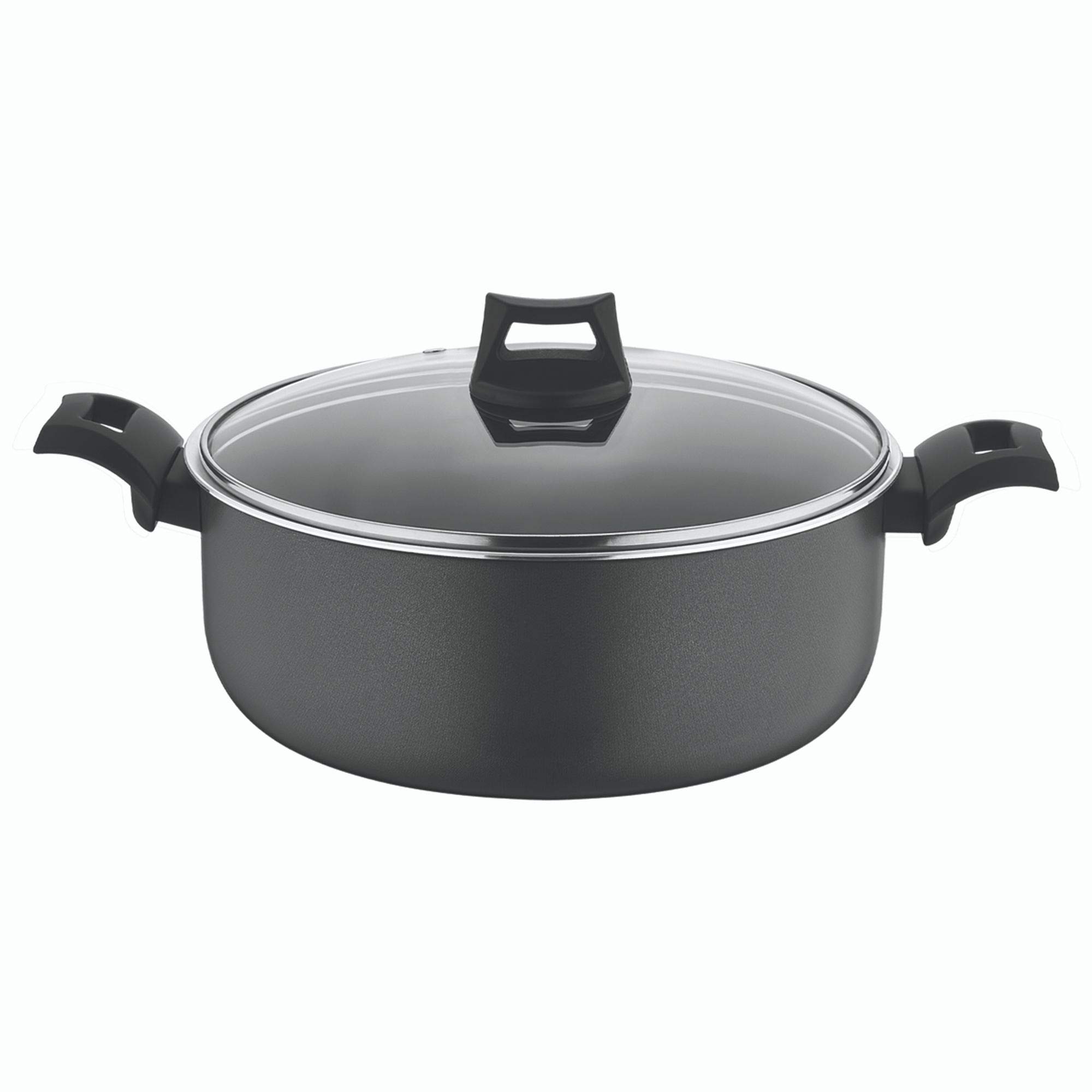 Black+Decker 30cm Non-Stick Casserole, Stockpot & Stewpot with Glass Lid and 5 Layer PTFE Non-Stick Spray Coating BXSCP30BME