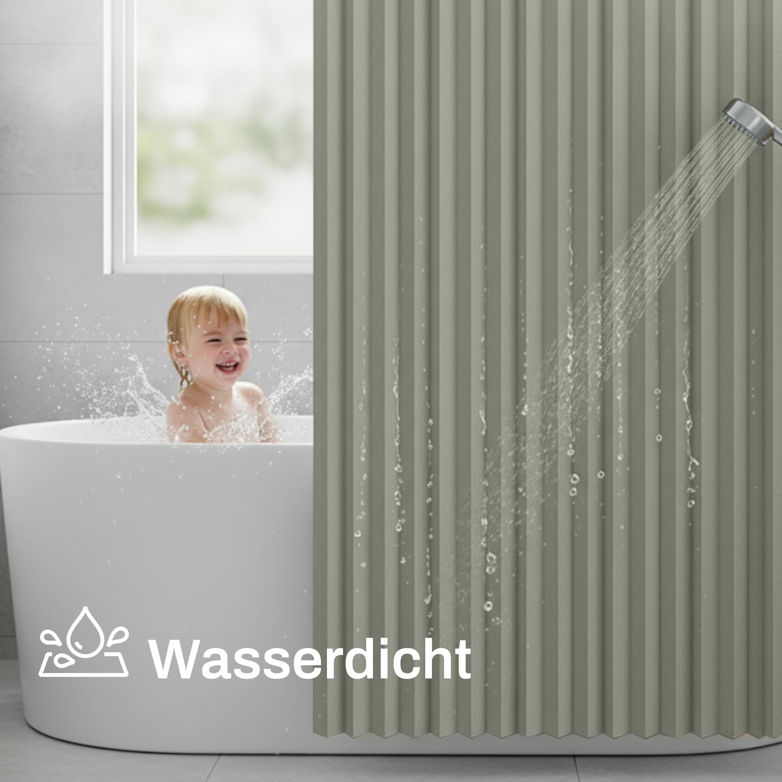 Rideau de séparation extra large H 213 x 254 cm - Imperméable - Avec crochets - Pliable - Pour salle de bain, chambre à coucher, salon, bureau, brise-vue - Gris clair