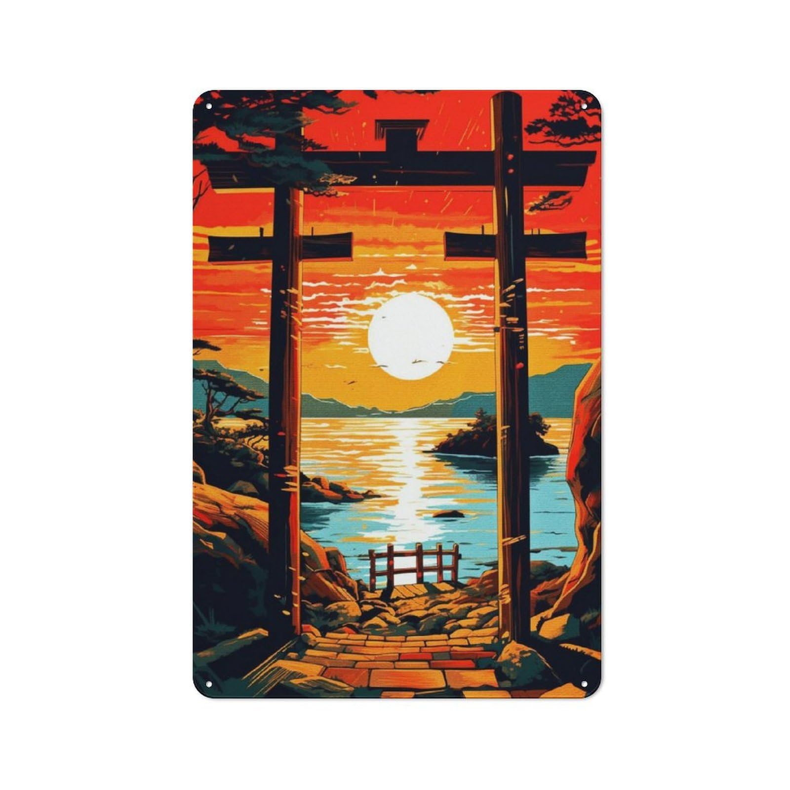 Junmoney The Charm Of Sunrise Gate Tin Wall Plaque 30X20cm With For Pub Or Café, For Collectors Of Retro Metal Wall Decor