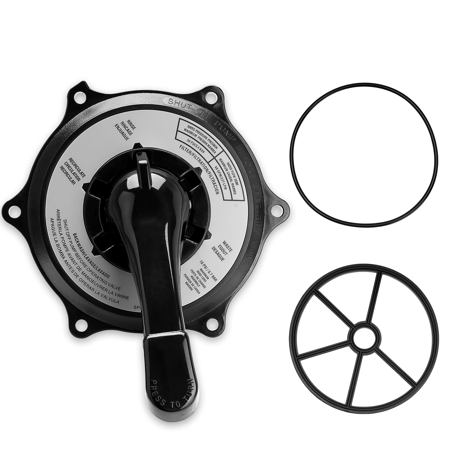 Photo 1 of YEHERIT SPX0710XBA17 Key Cover and Handle Assembly with Gasket and O-Ring Compatible with Hayward SP0710, SP0710X, SP0711, SP0712 1-1/2" Vari-Flo Multiport Valves, Black
