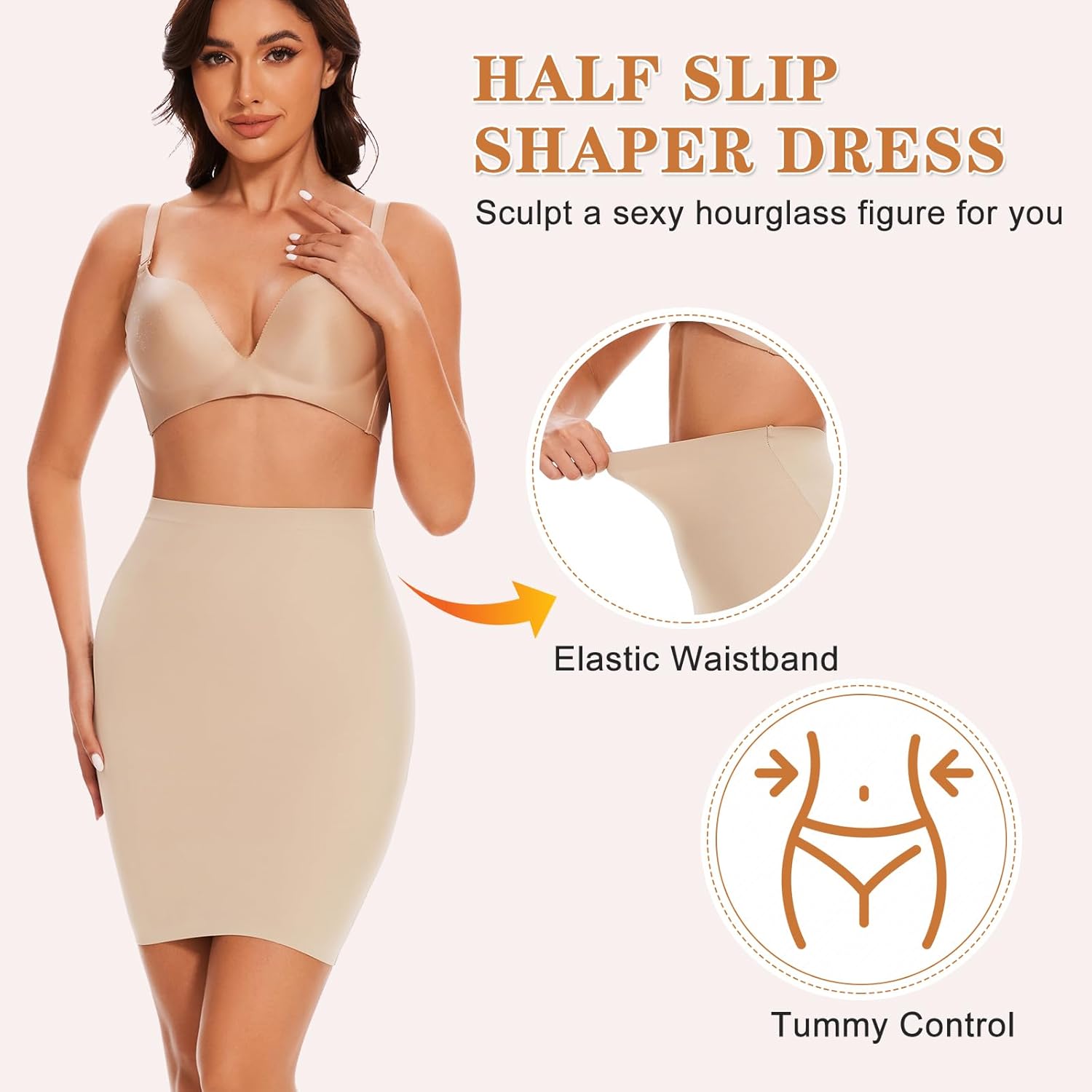 High Waist Half Slips Shapewear for Women Under Dress Shapewear Slip Skirt Tummy Control Body Shaper Skirt - Image 2