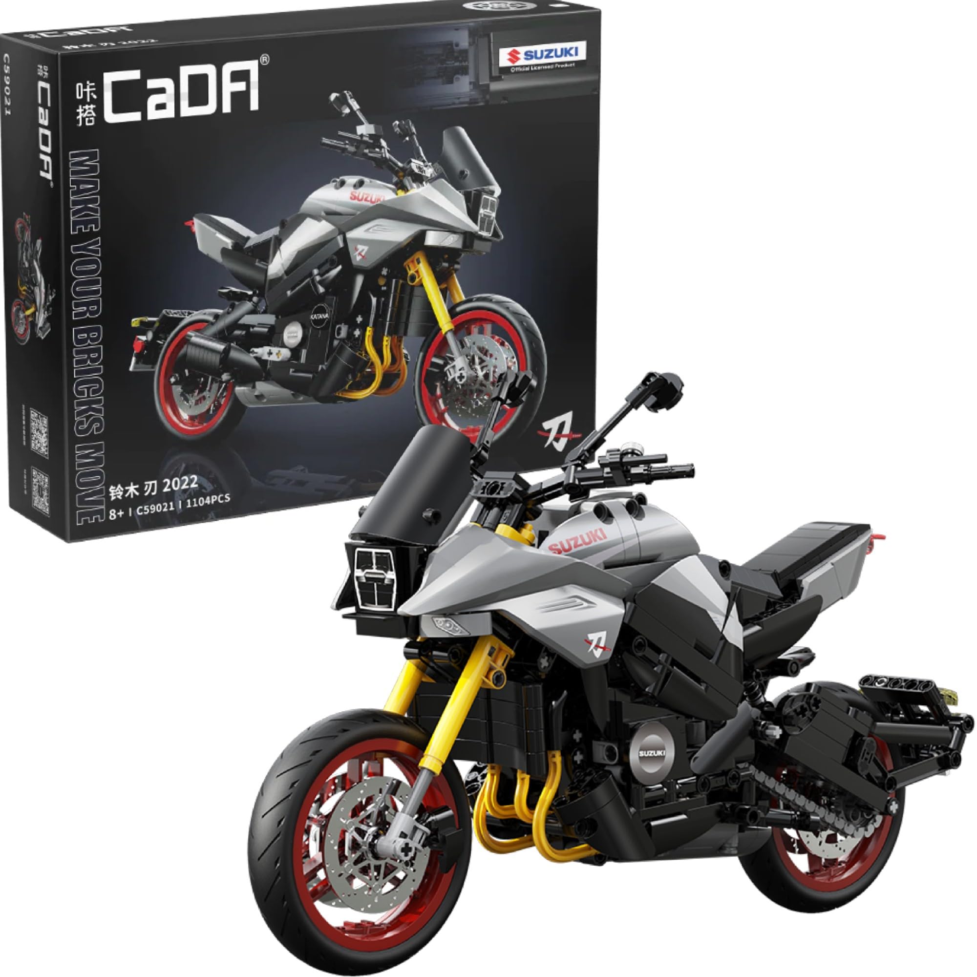 Cada - Suzuki CATANA 2022 - Set de construcción - Moto de Carretera - De Color Gris-Negro -1104 Piezas - + 8 años - Escala 1:6 (DEQUBE 927DE59021)