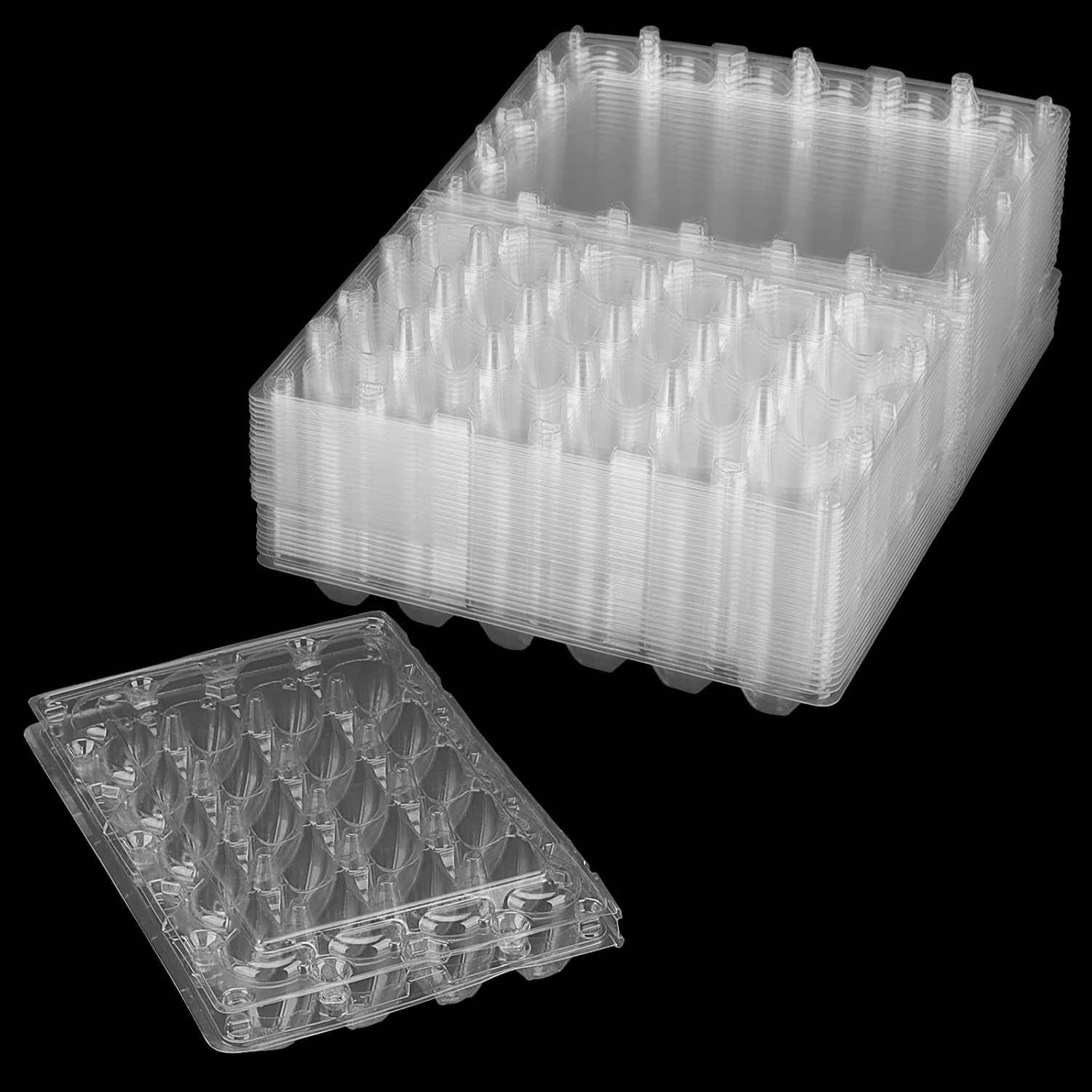 MANCHAP 60 Pack 24 Grids Quail Egg Cartons, Plastic Eggs Carton Holders, Small Trays