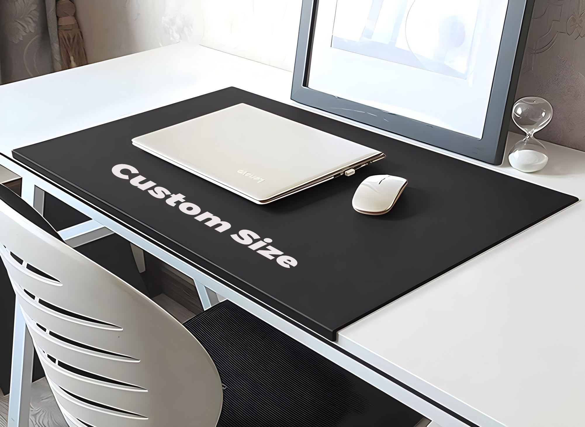 Mouse Pad Desk Mat with Edge Protector, PU Leather Office Home Desk Pad with Fixation Lip, Smooth Gaming Mouse Mat Non Slip Writing Pad