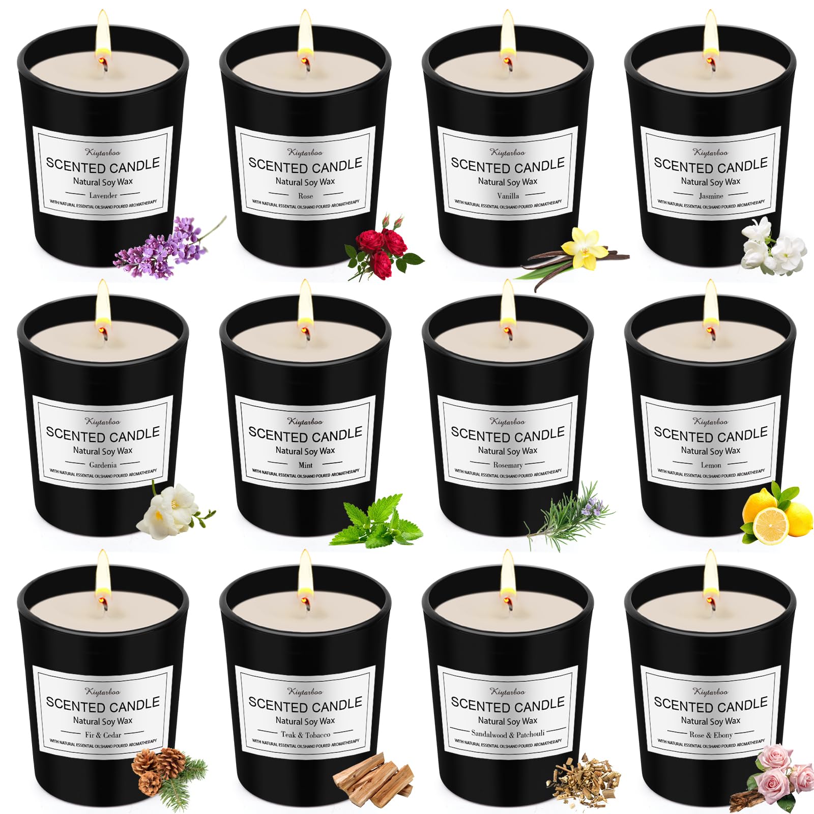 Velas perfumadas Juego de regalo de velas perfumadas de 12 velas perfumadas para mujeres velas perfumadas de cera de soja, pequeños obsequios para mujeres, cumpleaños, día de la madre, Navidad