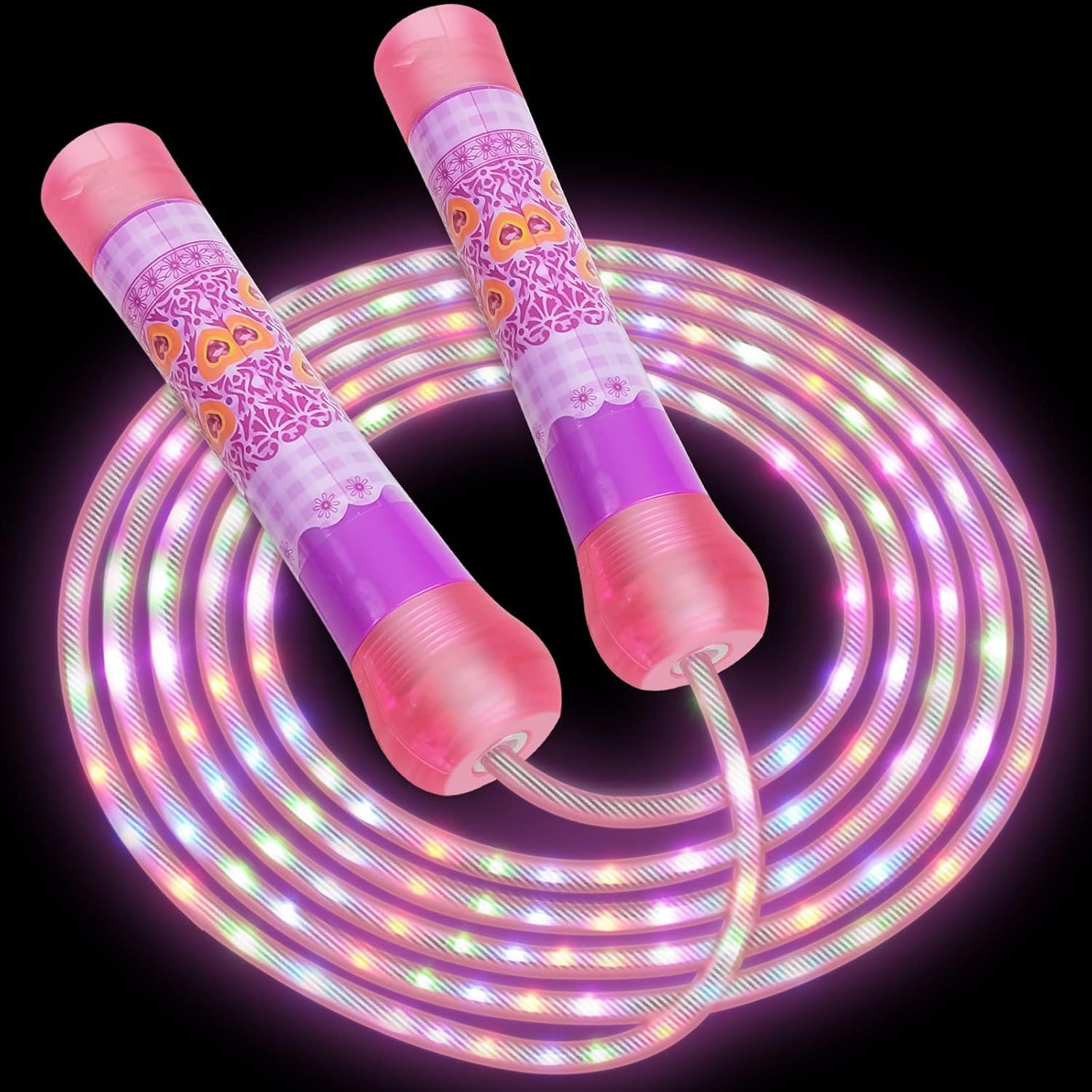 Light Up Jump Rope, LED Jump Rope for Kids Girls Women Jumping Fitness, Tangle-Free Jumping Rope with Adjustable Size & Colorful Lights,Glow in The Dark Party Supplies Outdoor Indoor Exercise